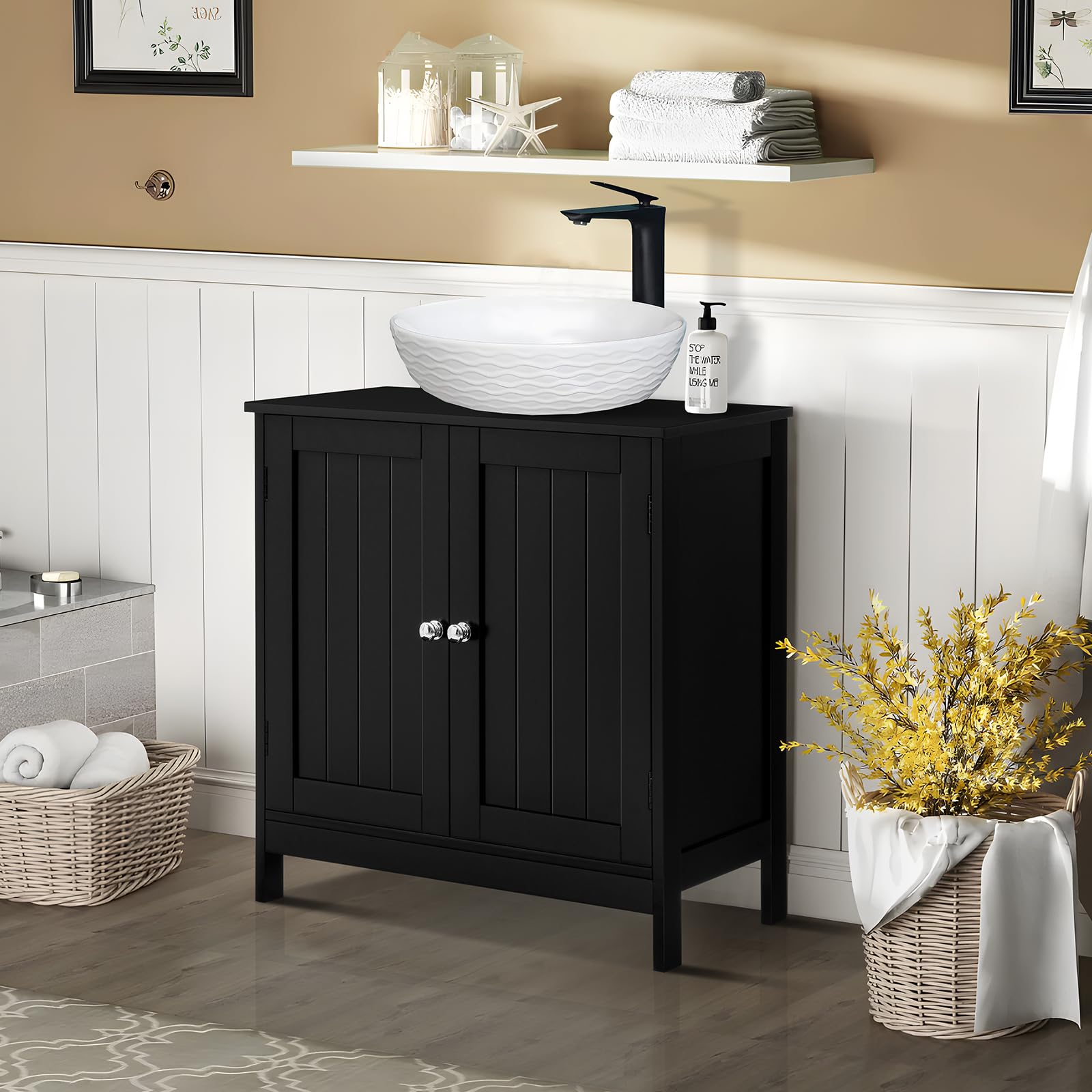 Iwell Bathroom Medicine Cabinet with Mirror - Wall Mounted Vanity Storage Organizer for Small Spaces, Black - Perfect for Bathroom, Bedroom, or Entryway Organization