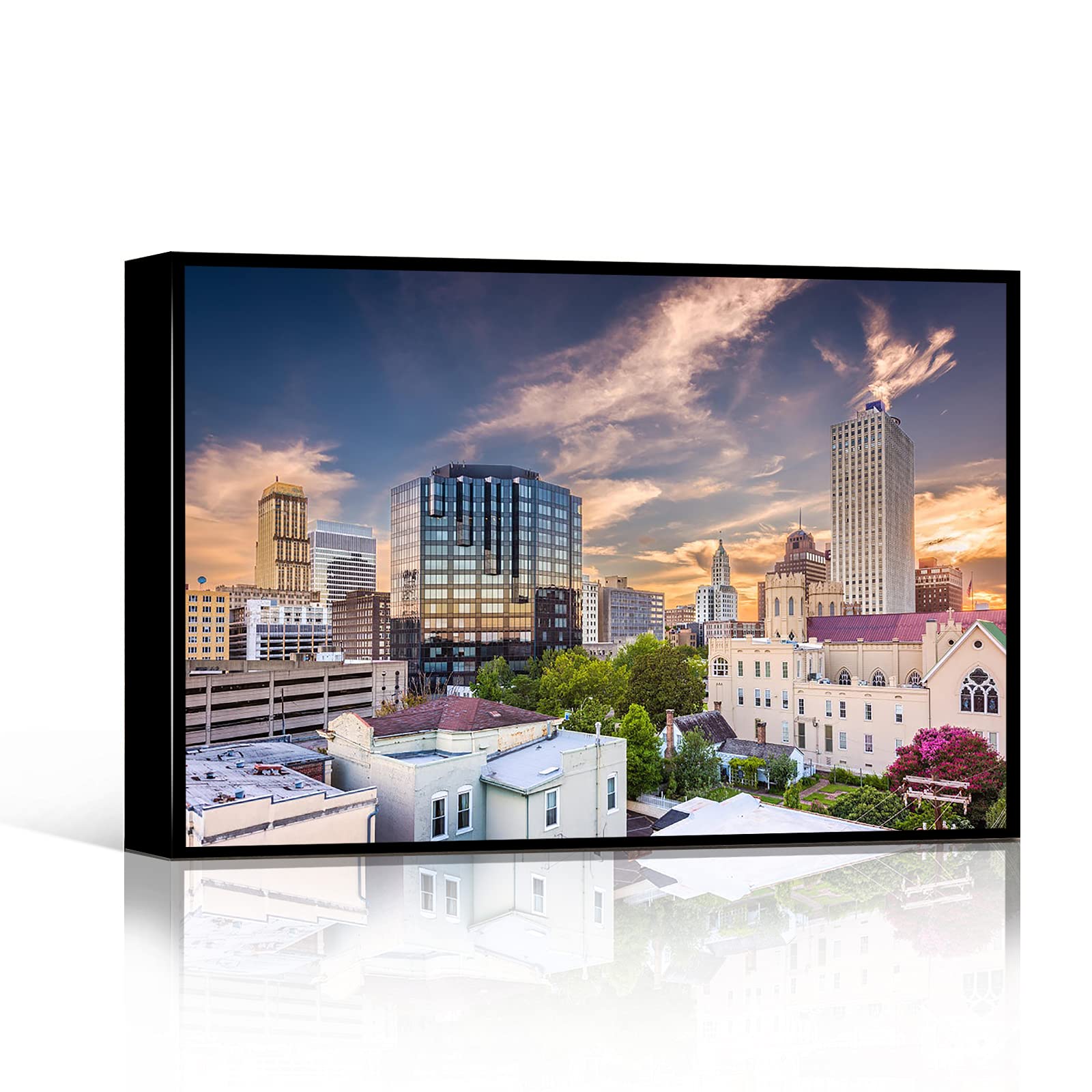 Minimalist Modern Canvas Wall Art 16''x24'' Inch - Wood Framed Nashville Skyline Poster for Living Room Decor, Bedroom & Office - Home Wall Decor Perfect for Housewarming Gifts