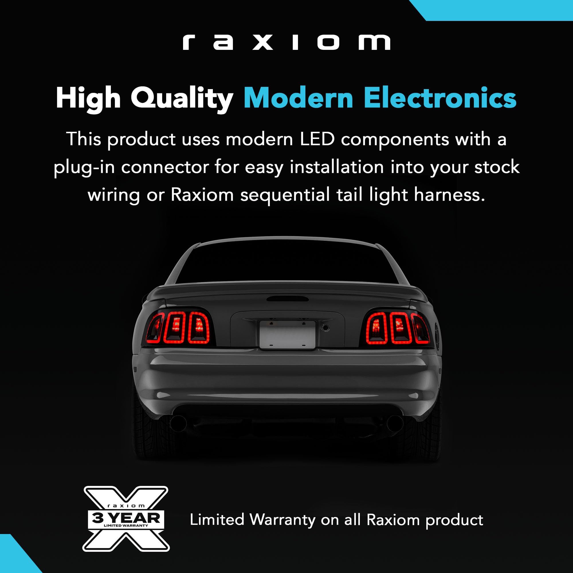 Raxiom LED Tail Lights Set for 1996-1998 Ford Mustang - Smoked Lens, High Visibility, Easy Installation - Upgrade Your Mustang's Style & Safety for Night Driving