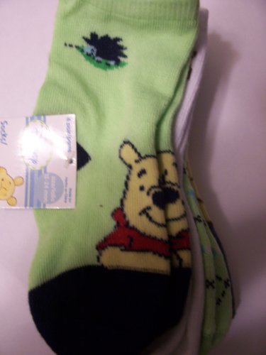 Disney Winnie The Pooh 4-Pack Baby Socks - Soft Cotton Blend for 0-6 Months | Cute Blues & Greens or Light Blue with Flower Patterns | Perfect for Newborn Gifts, Nursery Essentials & Everyday Comfort