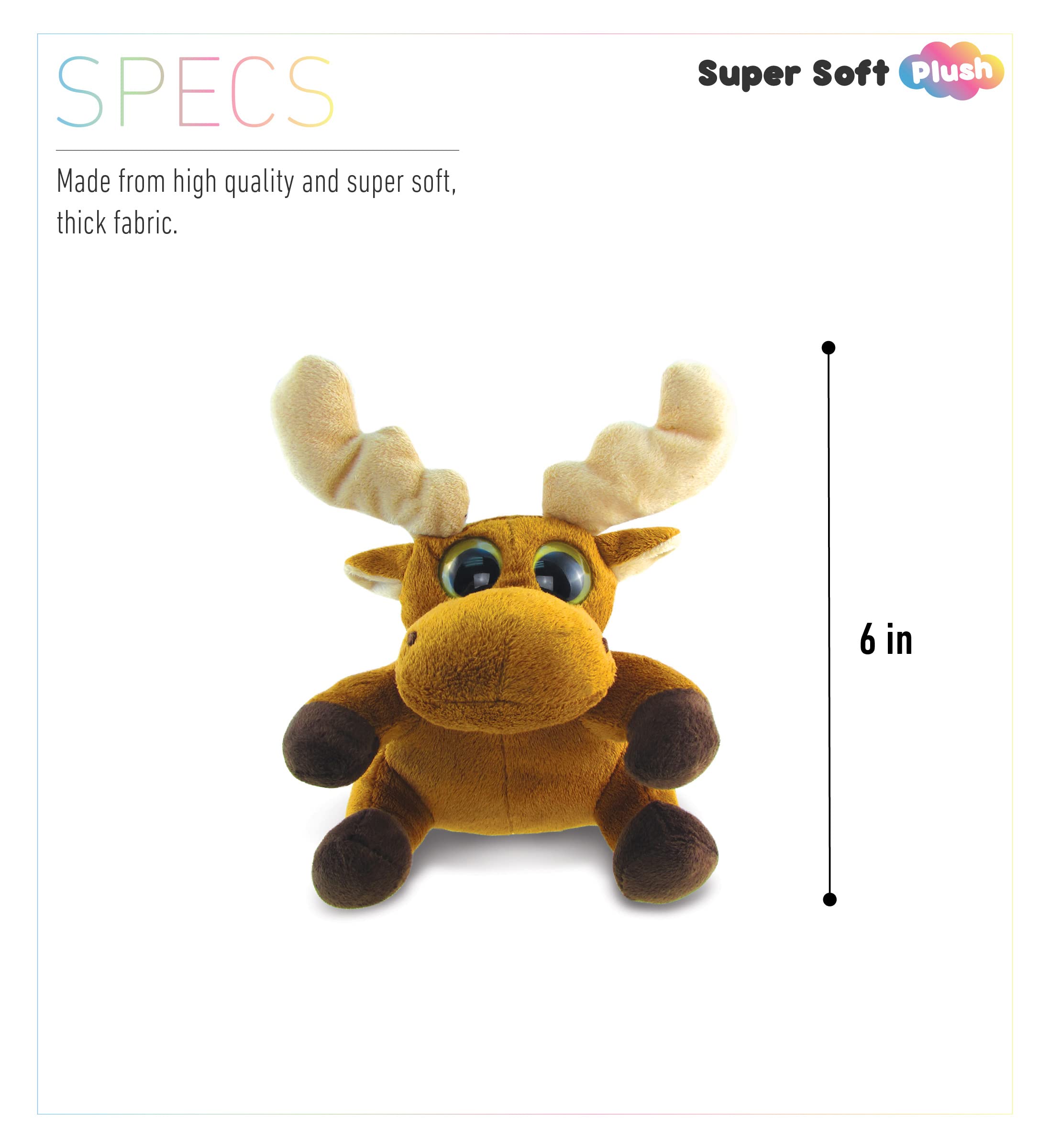 DolliBu Plush Big Eye Moose Stuffed Animal - 6