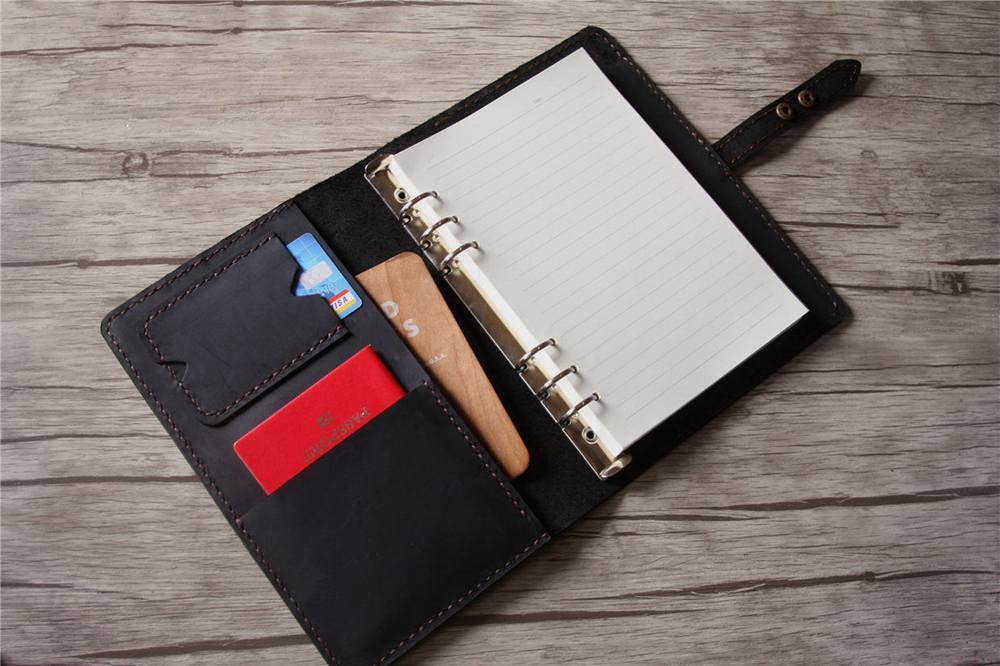 Premium Custom Refillable Black Leather Sketchbook - Handmade Journal for Artists, Writers & Students - Perfect for Drawing, Note Taking & Gift Giving