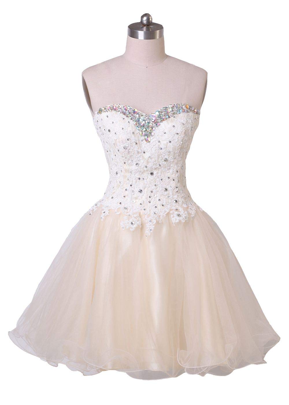 Sweetheart Neckline Beaded Lace Cocktail Dress for Girls - Perfect for Homecoming, Prom, and Special Occasions