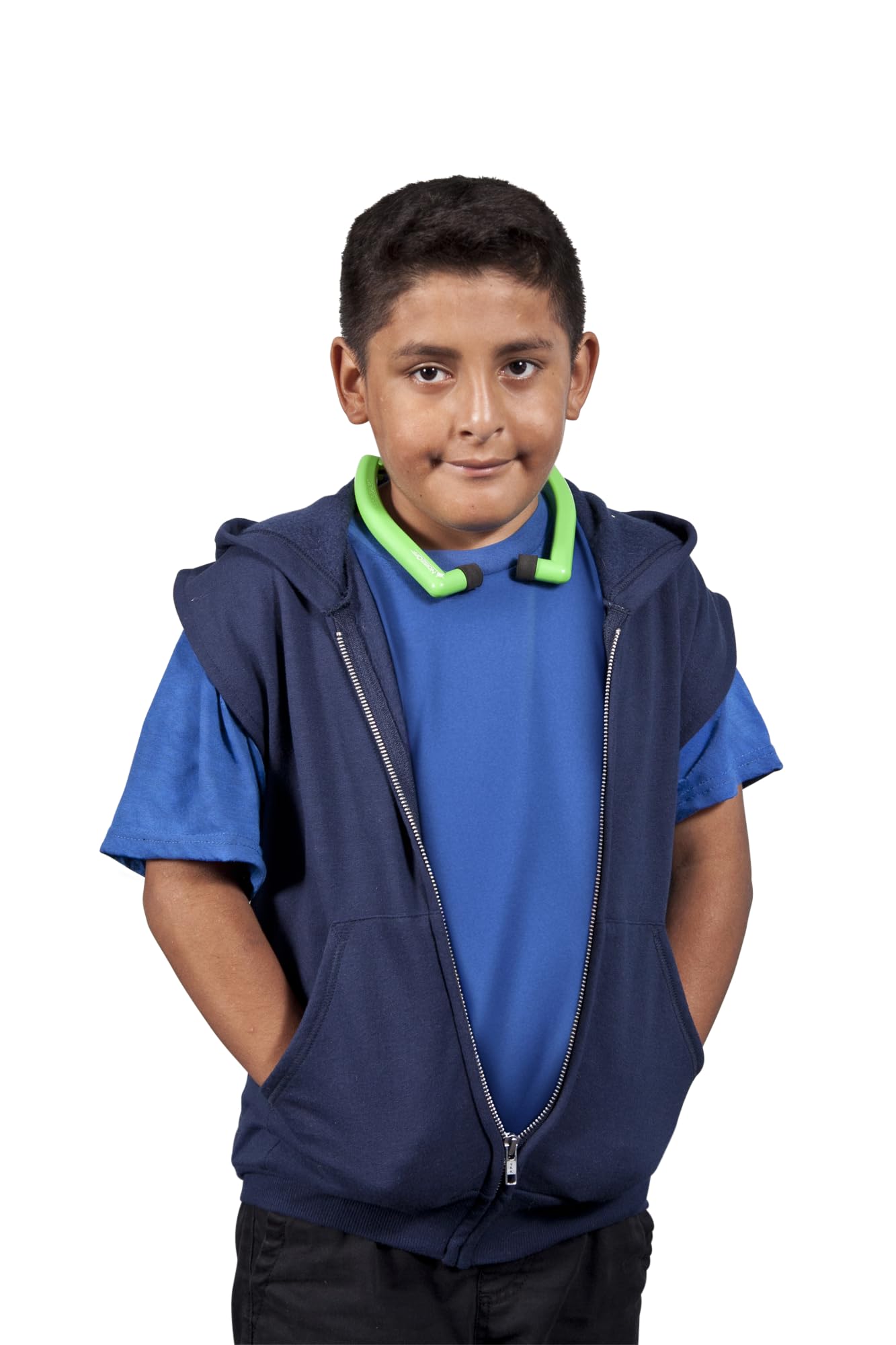Abilitations Weighted Hoodie Vest for Kids - Child Small Size, Navy Blue - Sensory Compression Wear for Calming & Focus in School, Therapy & Home Use