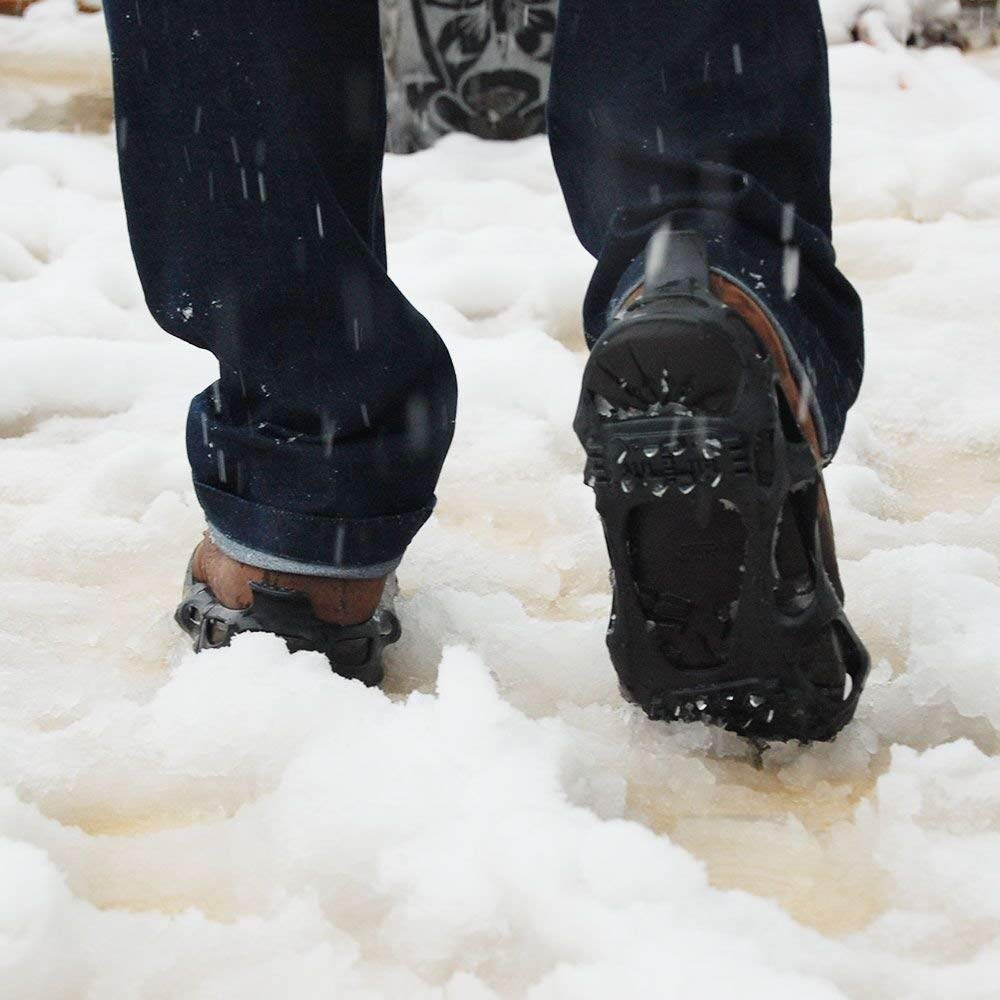 Non-Slip Ice Cleats for Snow & Ice - Stretchable Rubber Traction Crampons for Walking, Hiking & Winter Safety | Perfect for Slippery Sidewalks, Driveways & Outdoor Adventures