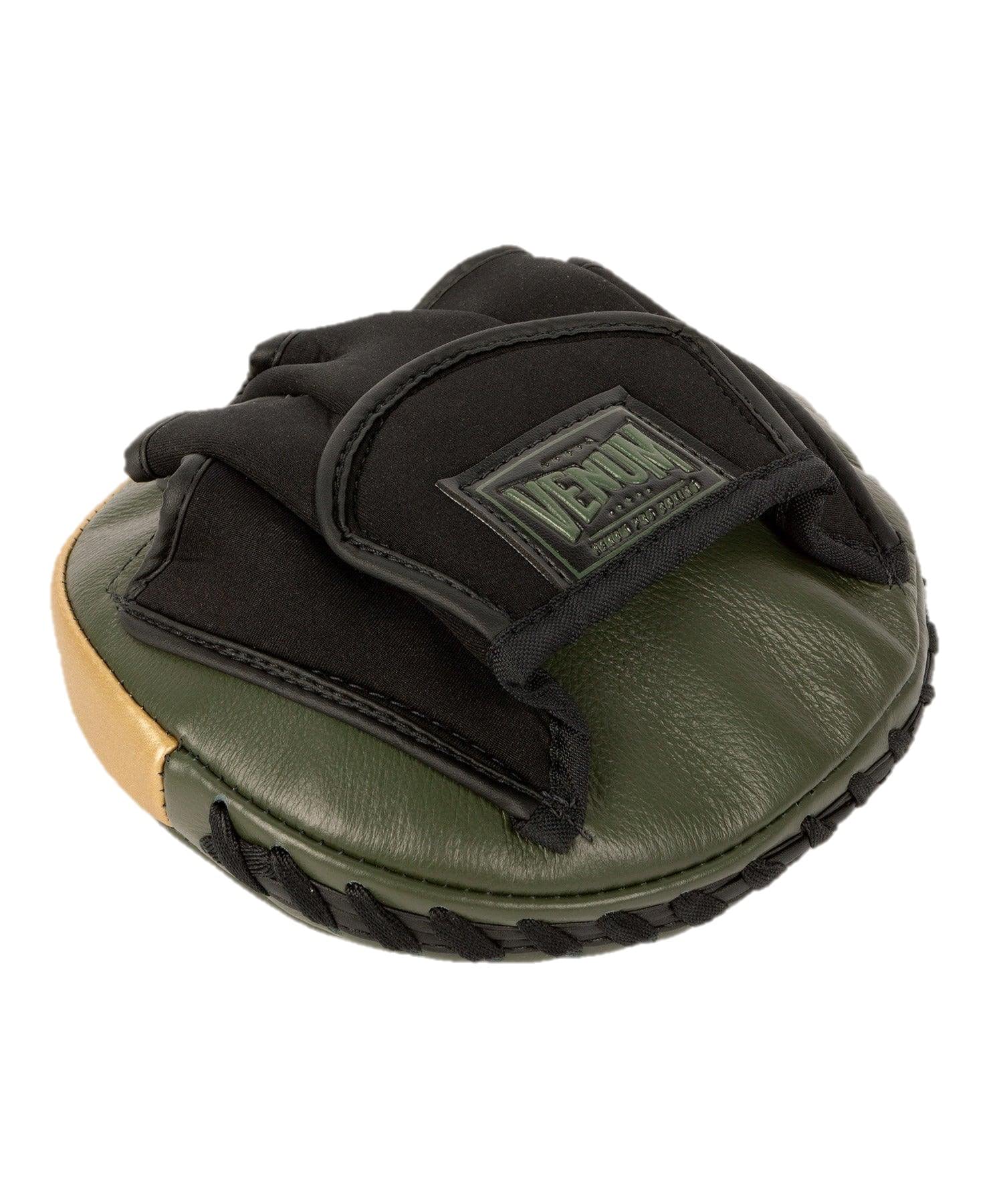 Venum Pro Boxing Mini Curved Punch Mitts (Pair) - Khaki/Gold | MMA Training Gloves for Speed & Accuracy | Perfect for Boxing Drills, Pad Work & Combat Sports Training
