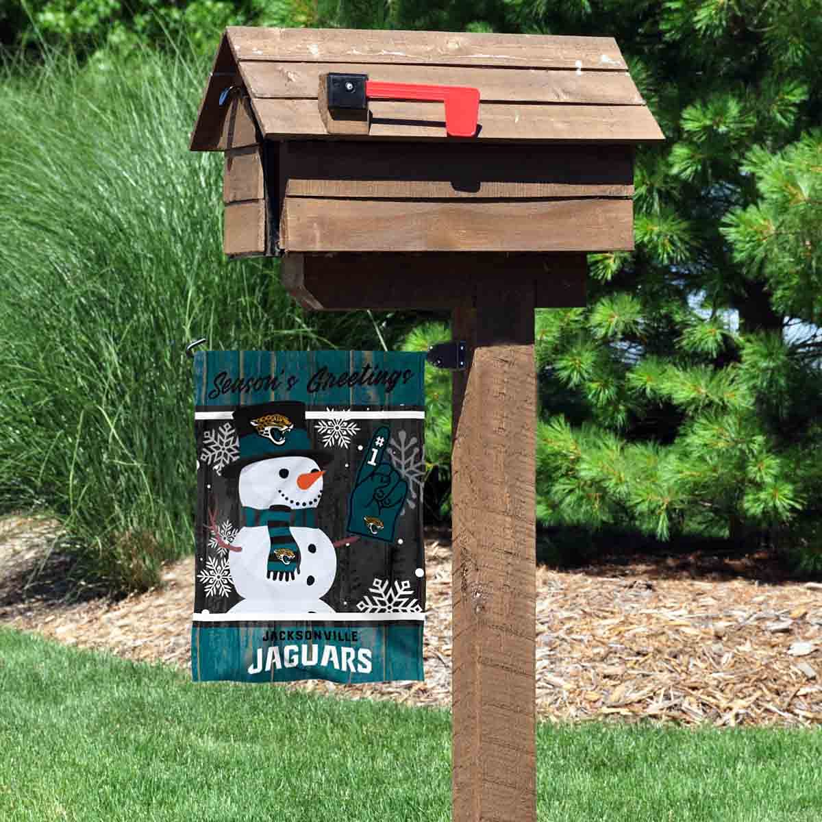 Jacksonville Jaguars Snow Garden Flag - Double Sided for Winter Decor