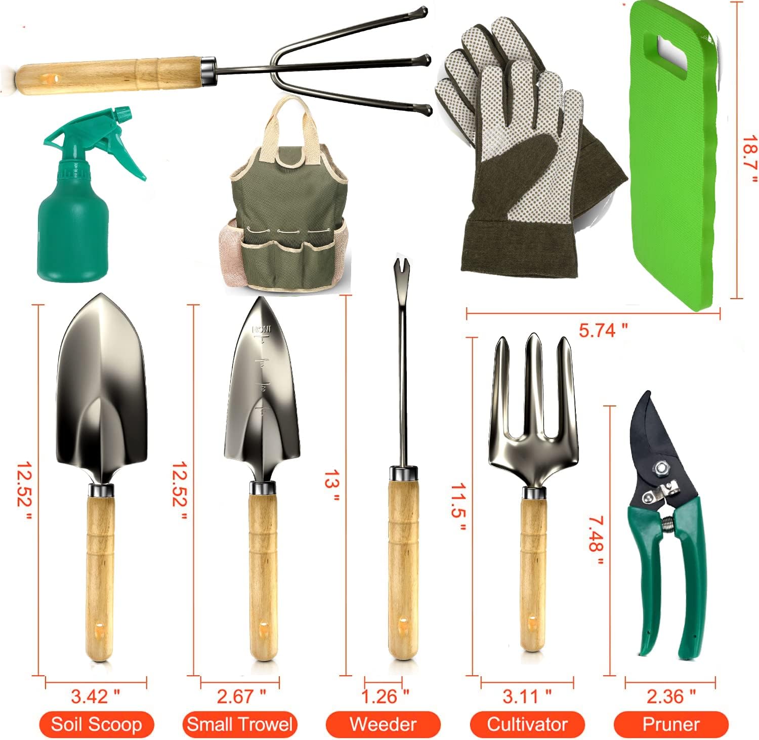 Premium Stainless Steel Gardening Tools Set for Women - 5-Piece Kit with Shovel, Trowel, Fork, Rake & Gloves | Ergonomic Garden Tools for Planting, Weeding & Landscaping | Ideal Gift for Female Gardeners