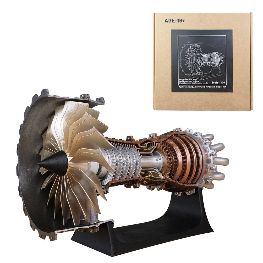 1/20 Trent 900 DIY Turbofan Engine Model Kit - 150+ Pieces Working Aircraft Engine Building Set for Adults, STEM Educational Science Project & Engineering Gift (Perfect for Aviation Enthusiasts, Classroom Demonstrations & Technology Experiments)