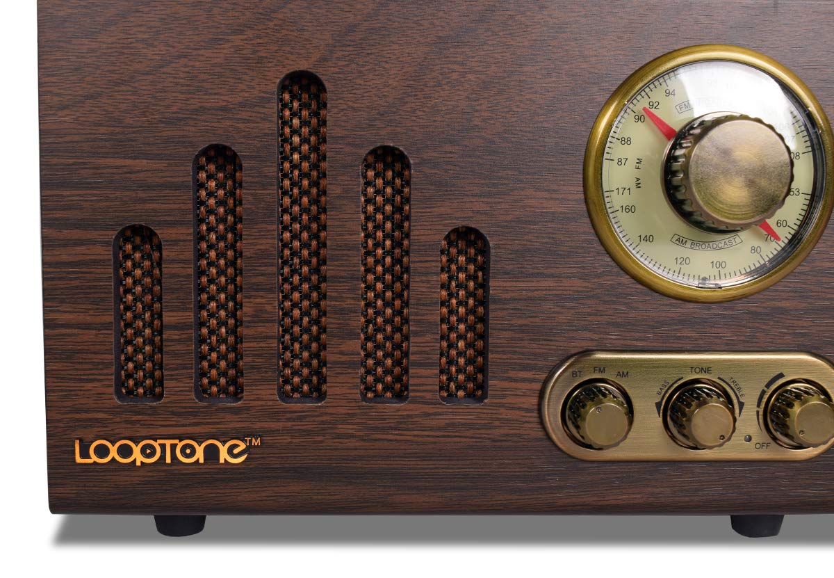Vintage Wooden FM AM Radio with Bluetooth, MP3 Player, Built-in Speaker & Antenna - Retro Style Wireless Radio for Kitchen, Living Room, Office | Perfect for Coffee Breaks, Relaxing at Home & Background Music