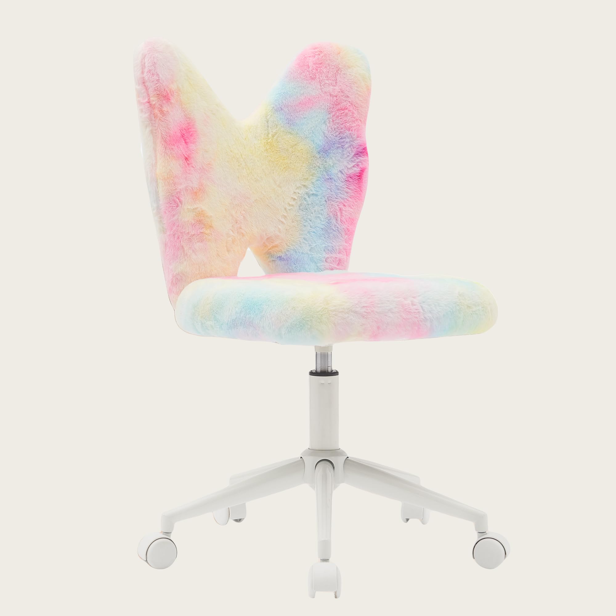 Adjustable Kids Desk Chair with Wheels - Ergonomic Swivel Computer Chair for Children, Soft Butterfly Shaped Back Support - Perfect Study Chair for Girls Bedroom, Homeschooling & Online Learning