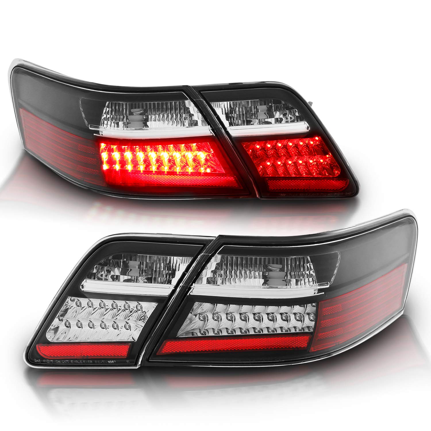 2007-2009 Toyota Camry LED Black Replacement Tail Lights Set (4pcs) - Passenger & Driver Side - Enhanced Visibility & Style for Night Driving & Custom Car Upgrades