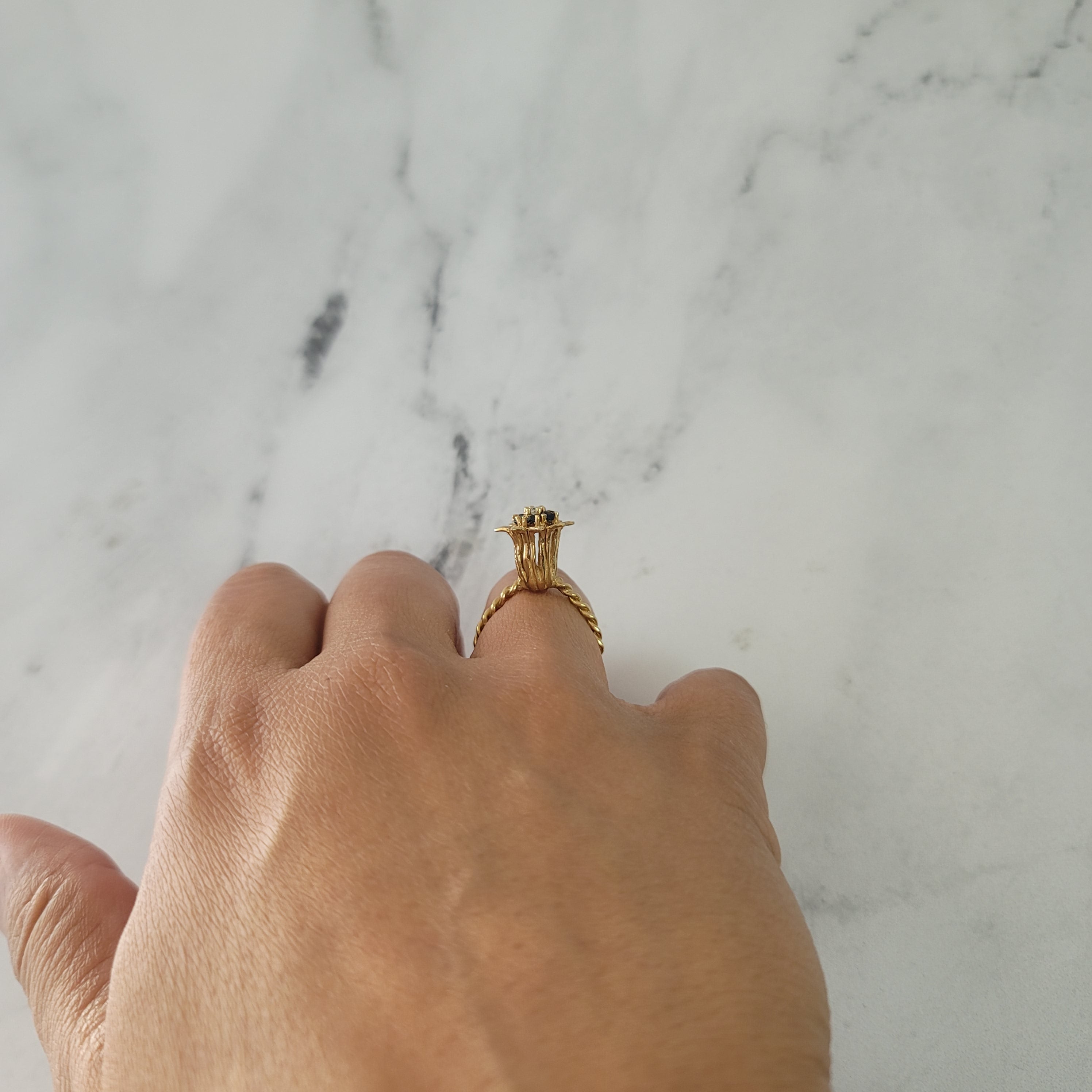 14K Yellow Gold Tall Sapphire Tulip Ring for Women - Elegant Floral Jewelry Gift for Anniversary, Valentine's Day & Special Occasions