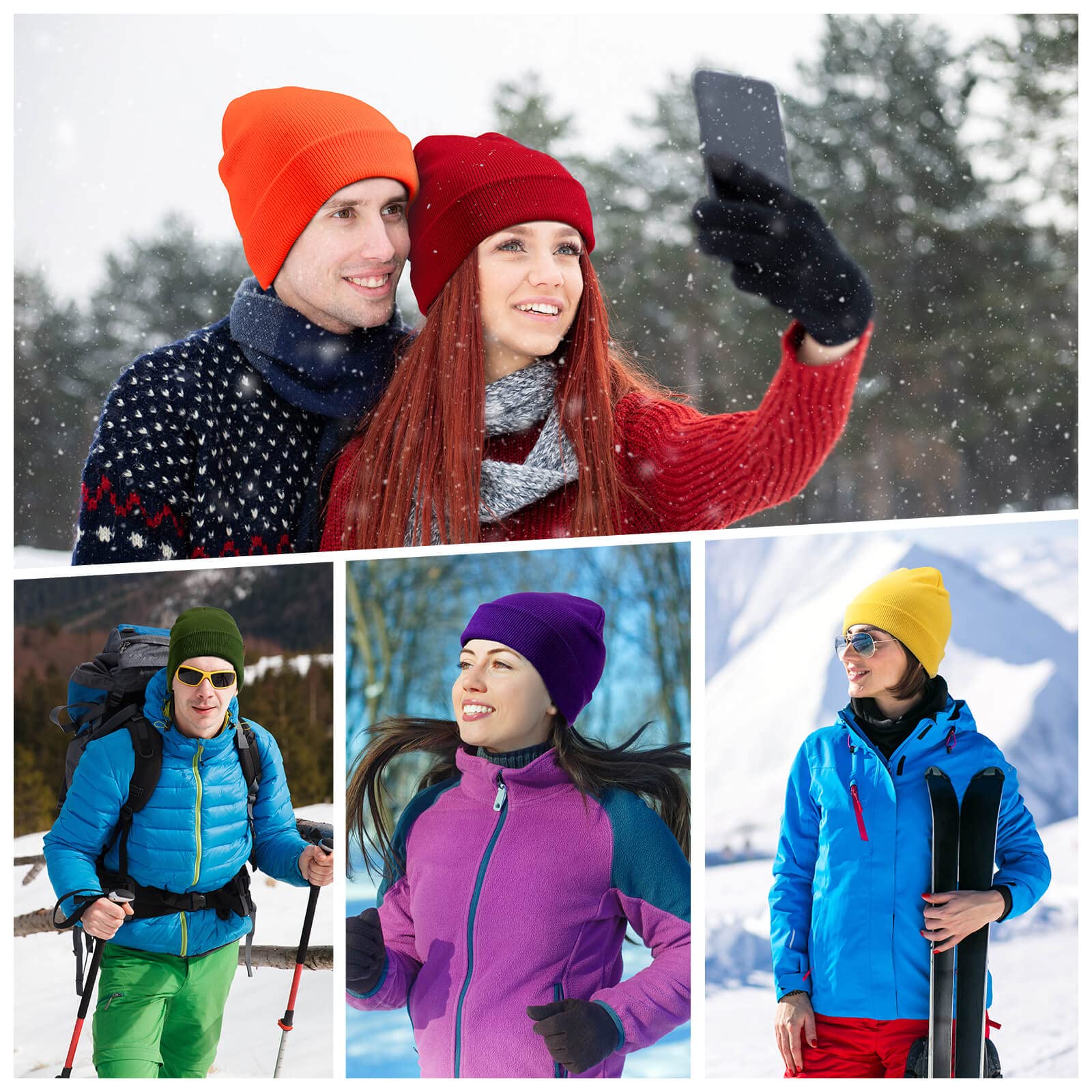 Men's Winter Thermal Cuffed Knit Beanie Hat - Warm Fleece Lined Skull Cap for Cold Weather - Unisex Gift for Him & Her - Perfect for Skiing, Snowboarding & Outdoor Activities