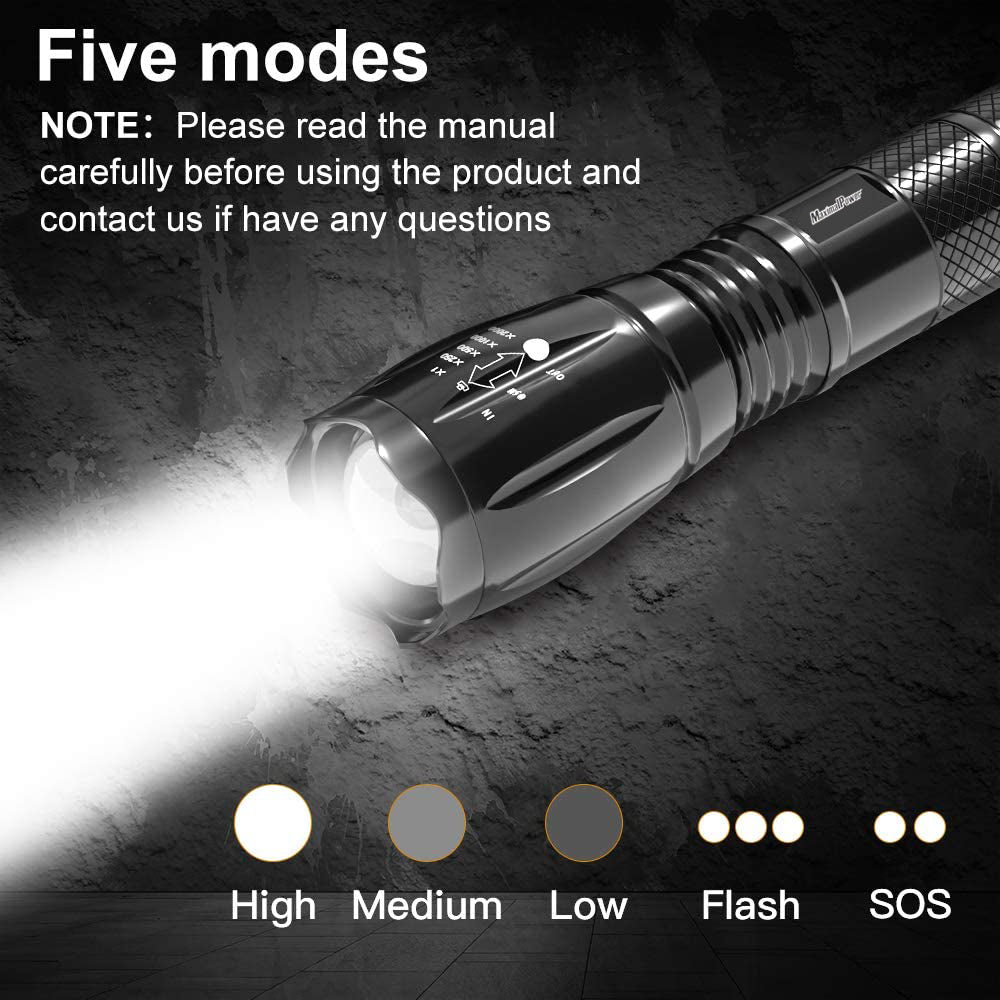 MaximalPower Mini LED Flashlight - Ultra Bright 1000 Lumens, 18650 Rechargeable Battery, Waterproof & Durable for Camping, Hiking, Emergency, Outdoor Adventures