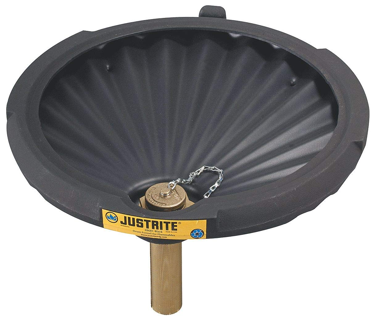 Justrite 28681 EcoPolyBlend Polyethylene Spill Control Funnel - 2.5 Gallon Capacity, 21