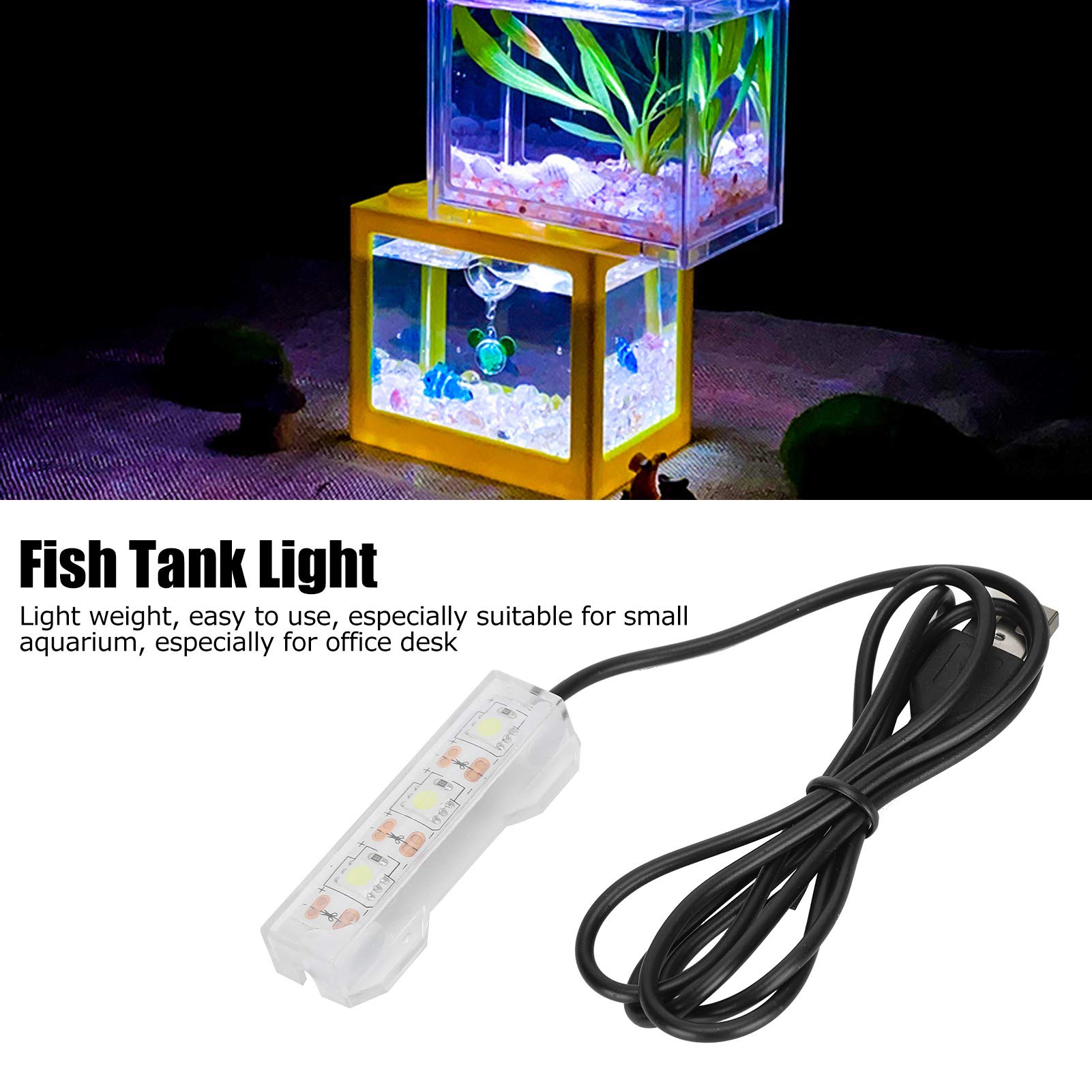 Pssopp Small Aquarium LED Light for Water Plants - Mini Desktop Fish Tank Decoration with Soft Lighting | Perfect for Home, Office & Aquascaping