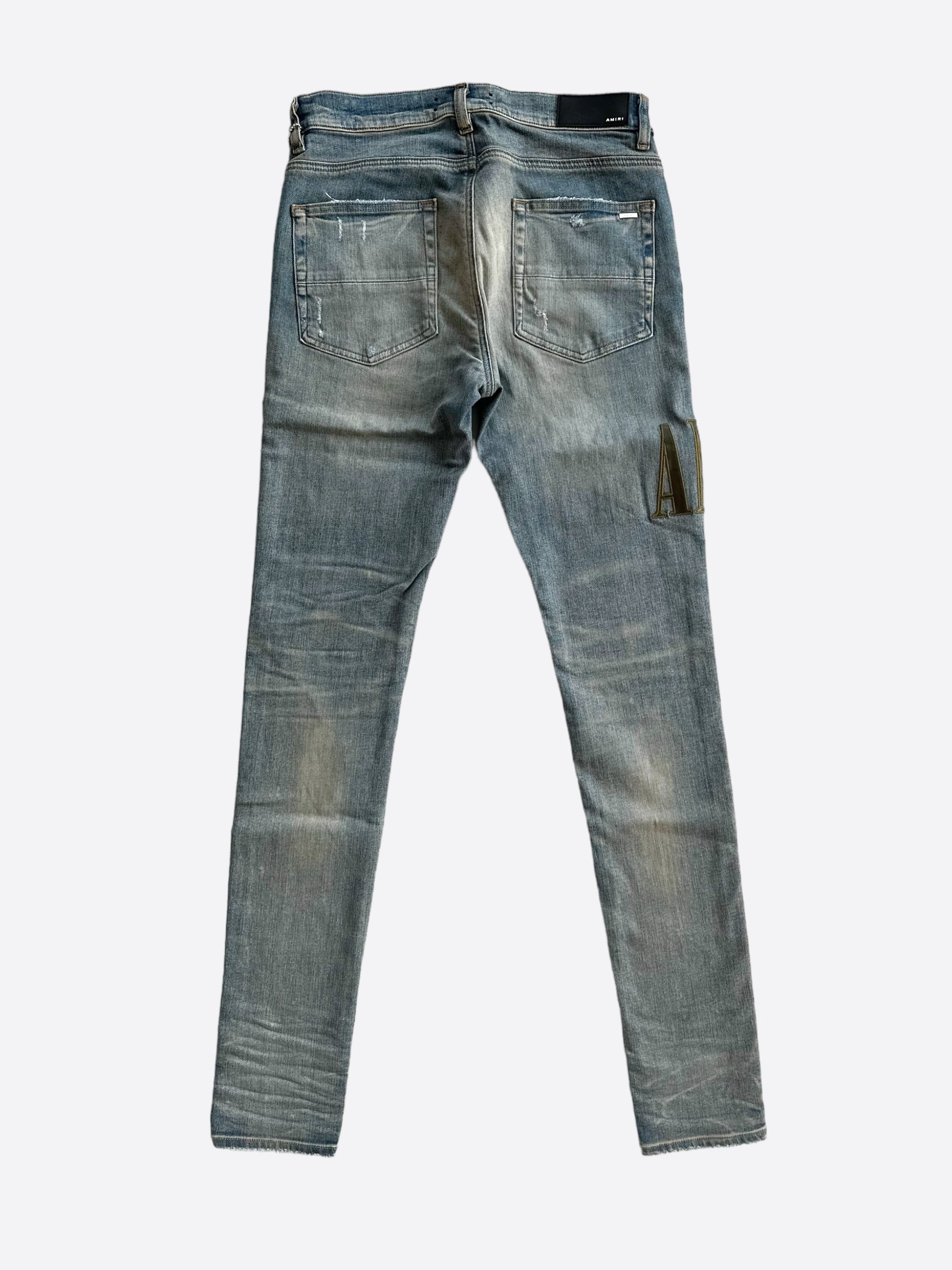 Amiri Clay Indigo Camouflage Core Applique Logo Jeans for Men - Premium Designer Denim Pants for Casual Wear & Street Style Fashion
