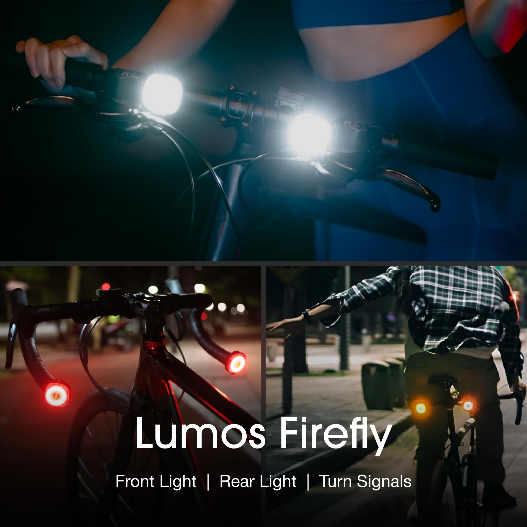 Lumos Firefly Smart Bike Light System - Wireless Front & Rear LED Bike Lights with Turn Signals & Brake Lights | Adjustable Brightness, 5 Flash Patterns, Day/Night Modes | Waterproof Cycling Safety Light for Night Riding, Commuting, Road & Mountain Biking