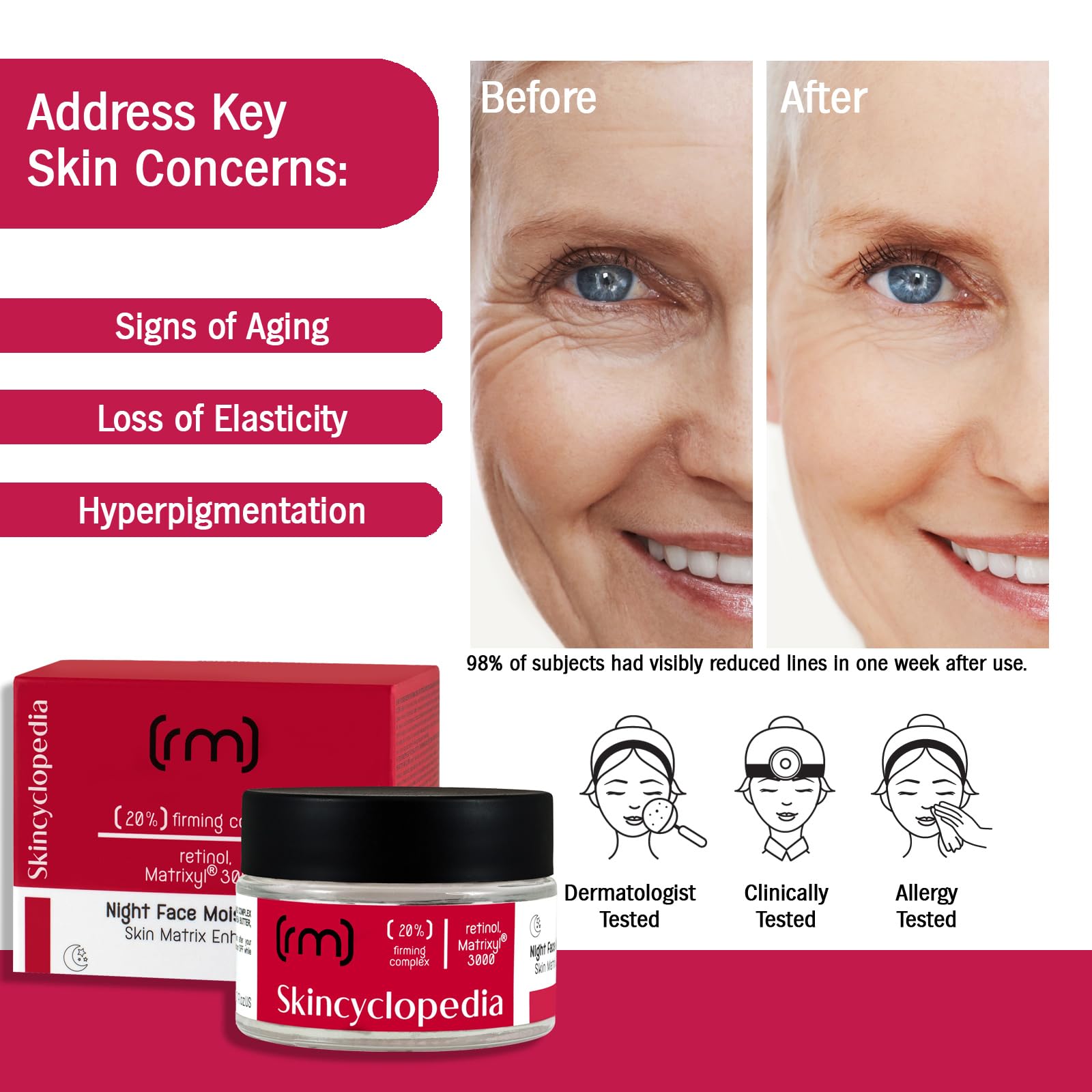 **Pure Retinol Face Moisturizer & Anti-Aging Night Cream with Pro Matrixyl 3000 + Squalane Hydrogel Pads – Skin Firming, Dark Spot Treatment for Wrinkles, Fine Lines & Acne Scars | Hydrating Night Routine for Youthful Glow**