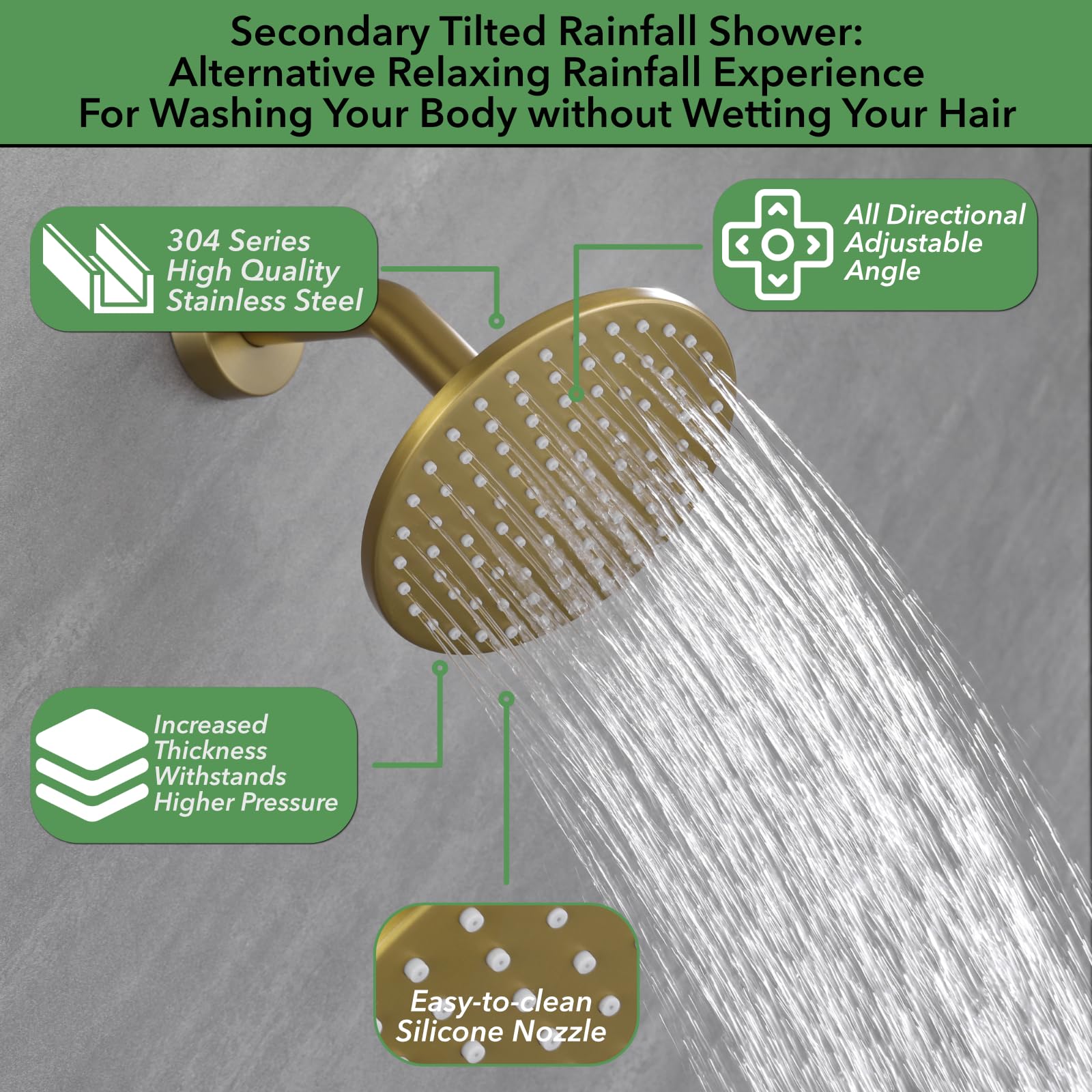 VANFOXLE Thermostatic Shower Faucet Set - Brushed Gold Shower System with Push Button Diverter, 2-in-1 Handheld Shower Head & 12 Inch Ceiling Mount Rain Shower Head - Perfect for Modern Bathroom Renovation and Luxury Spa Experience