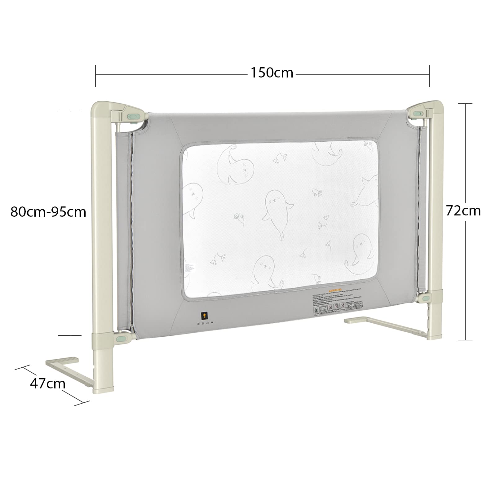 COSTWAY 150/180/200 cm Adjustable Baby Bed Rail, 80-95 cm Height, Universal Bed Guard with Connectors for Twin/Queen/King Size Beds - Perfect for Toddler Safety & Transitioning to Big Kid Beds