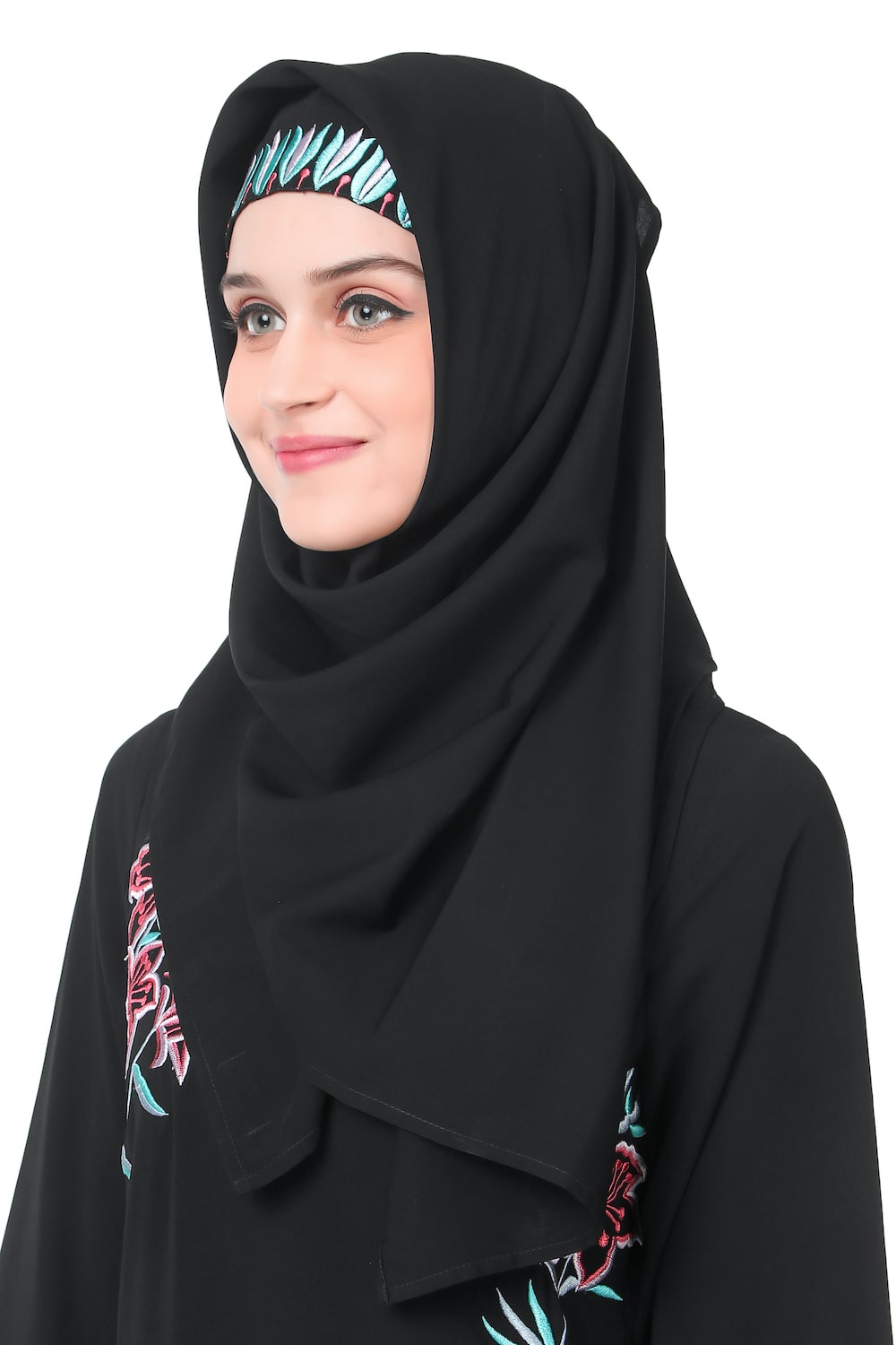 Elegant Floral Embroidered Abaya Dress for Women - Modest Islamic Prayer Gown - Perfect for Eid, Ramadan, and Special Occasions
