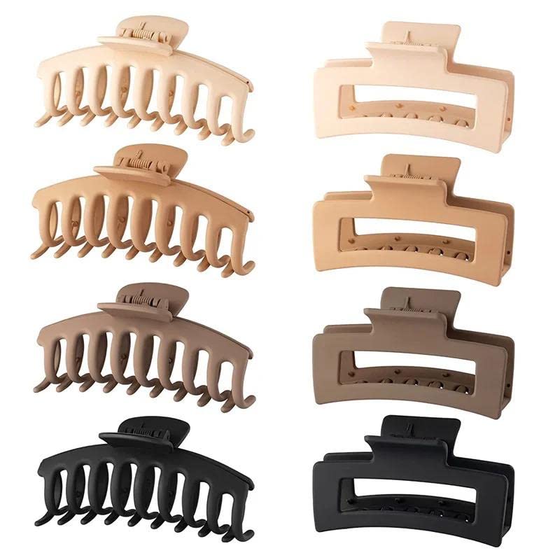 Radhya Large Hair Claw Clips for Women - Matte Banana Clips for Thick & Thin Hair (4-Pack) | Perfect for Updos, Ponytails & Everyday Hairstyles
