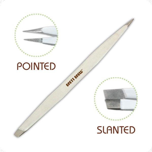 Professional Brett Brow Tweezers - Stainless Steel Slant Tip for Precise Eyebrow Shaping & Hair Removal - Perfect for Salon, Home Use & Travel Grooming Kit