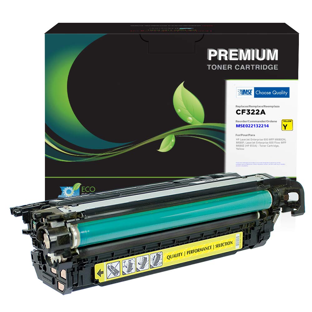 MSE Remanufactured Yellow Toner Cartridge Replacement for HP CF322A/653A - High-Quality Compatible Printer Ink | Perfect for Home & Office Printing Needs