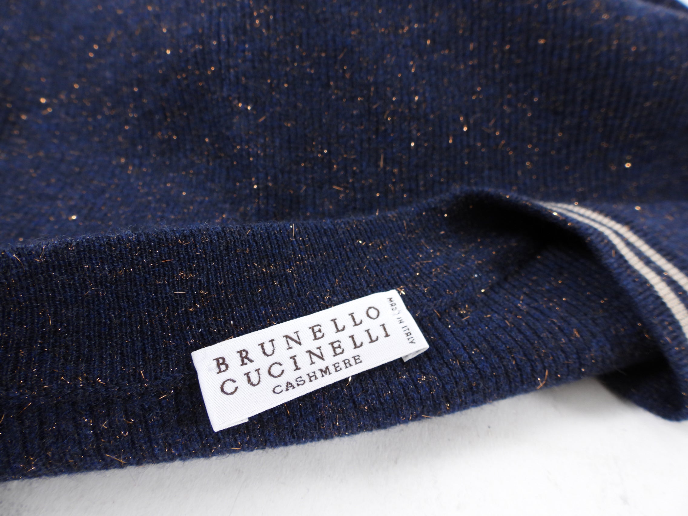 Brunello Cucinelli Men's Navy Blue Striped V-Neck Cashmere Sweater | Luxury Italian Knitwear for Business Casual & Winter Fashion