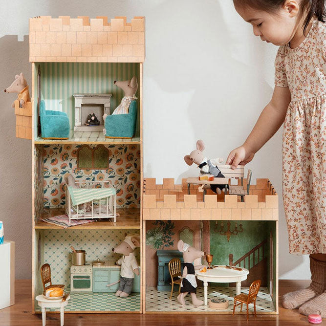 Maileg Miniature Fireplace Toy - Off White | Pretend Play for Kids, Dollhouse Accessory, Cozy Home Decor