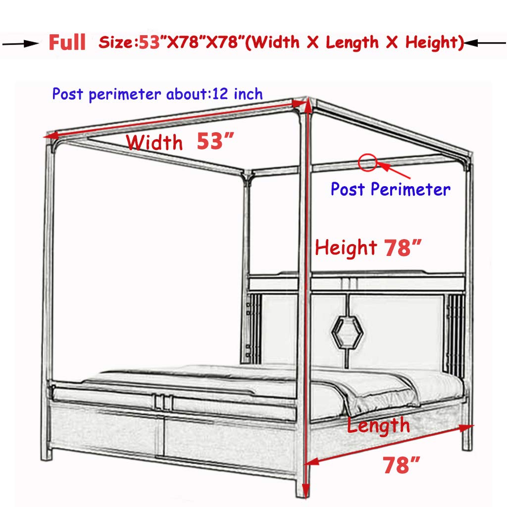 Elegant Luxury 4 Corner Post Mosquito Net for Full Size Bed - White Bed Canopy for Romantic Bedroom Decor & Insect Protection