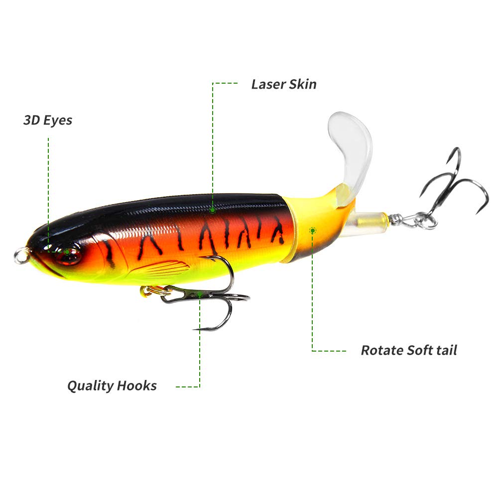 8Pcs Topwater Fishing Lure Set - Whopper Plopper Bass Lures with Floating Rotating Tail | Lifelike Hard Bait & Swimbait Kit for Bass Fishing | Perfect for Freshwater Lakes, Rivers, and Pond Fishing Adventures
