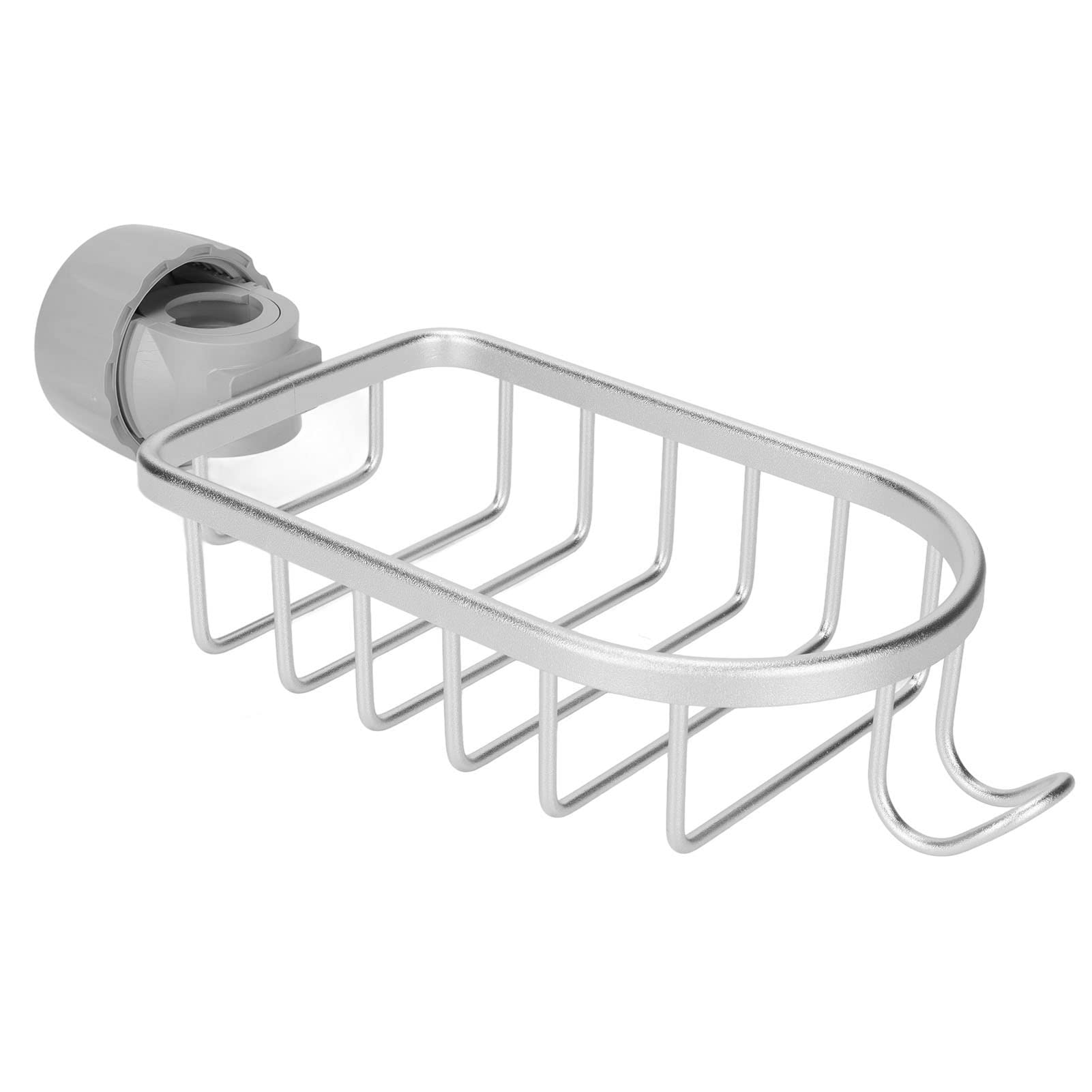 **Rotatable Faucet Sponge & Soap Holder – Detachable Hanging Sink Organizer for Kitchen & Bathroom | Durable Aluminum & Plastic Drain Rack (Silver) | Perfect for Sponges, Dishcloths & Brushes**