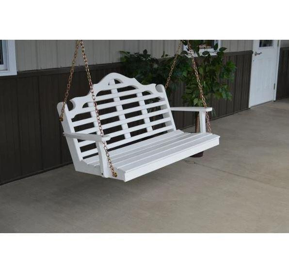 A&L Furniture Yellow Pine Marlboro Swing - Outdoor Porch Swing with Comfortable Cushion for Garden, Patio, and Backyard Relaxation