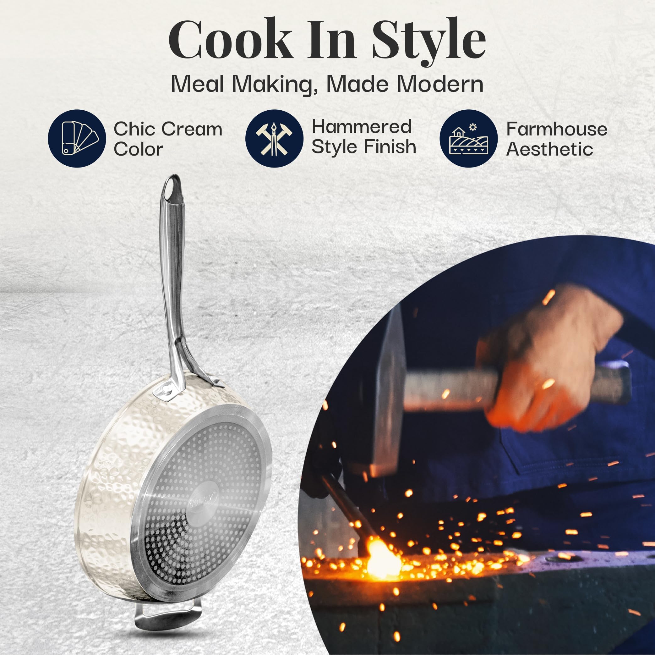 GOTHAM STEEL 14 Inch Non-Stick Ceramic Frying Pan with Lid - Induction Compatible, Oven & Dishwasher Safe - Healthy Non-Toxic Cookware for Sautéing, Frying & Baking - Perfect for Family Meals & Professional Cooking