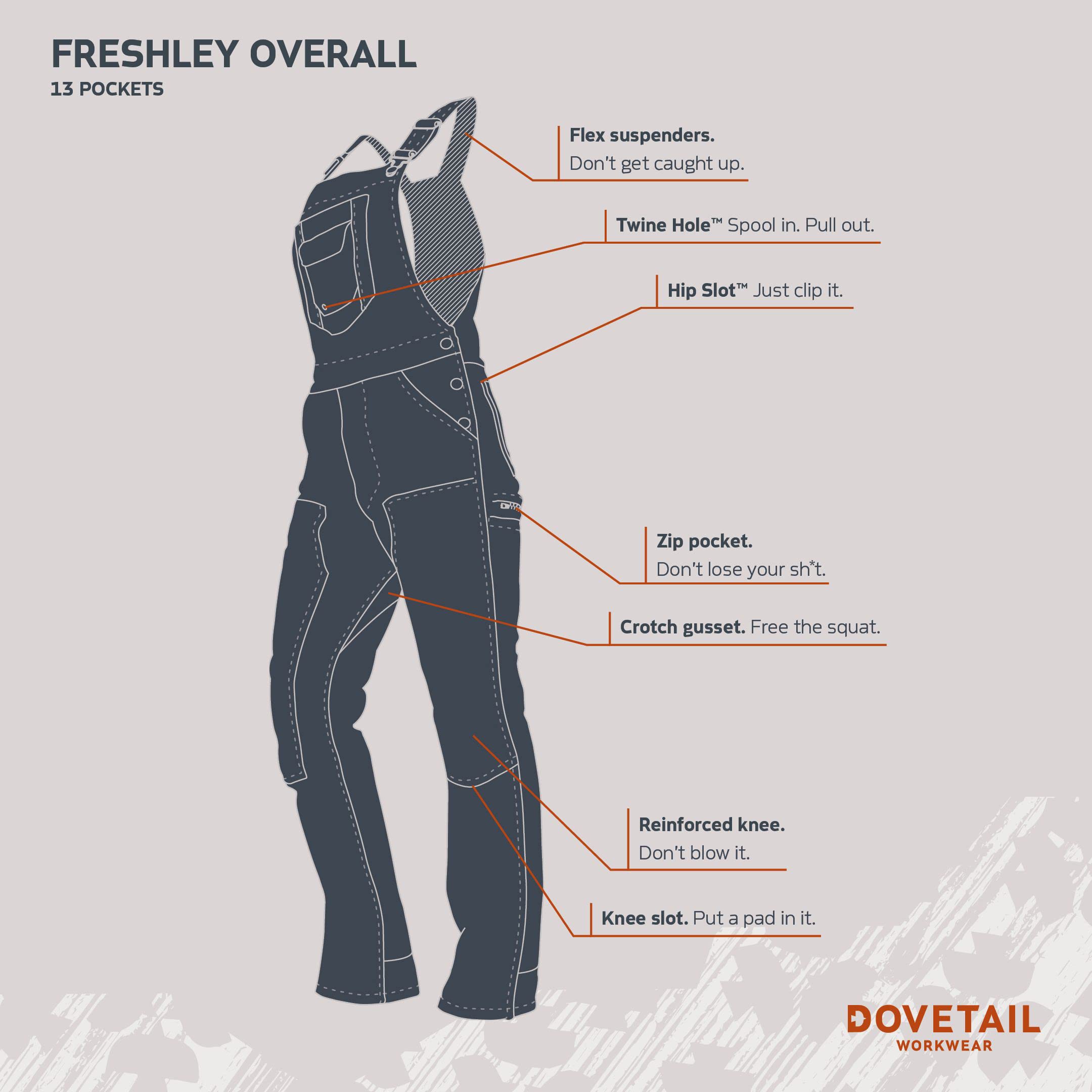 Dovetail Workwear Freshley Women's Overalls with 13 Pockets - Durable & Stylish Workwear for Construction, Farming & Outdoor Activities
