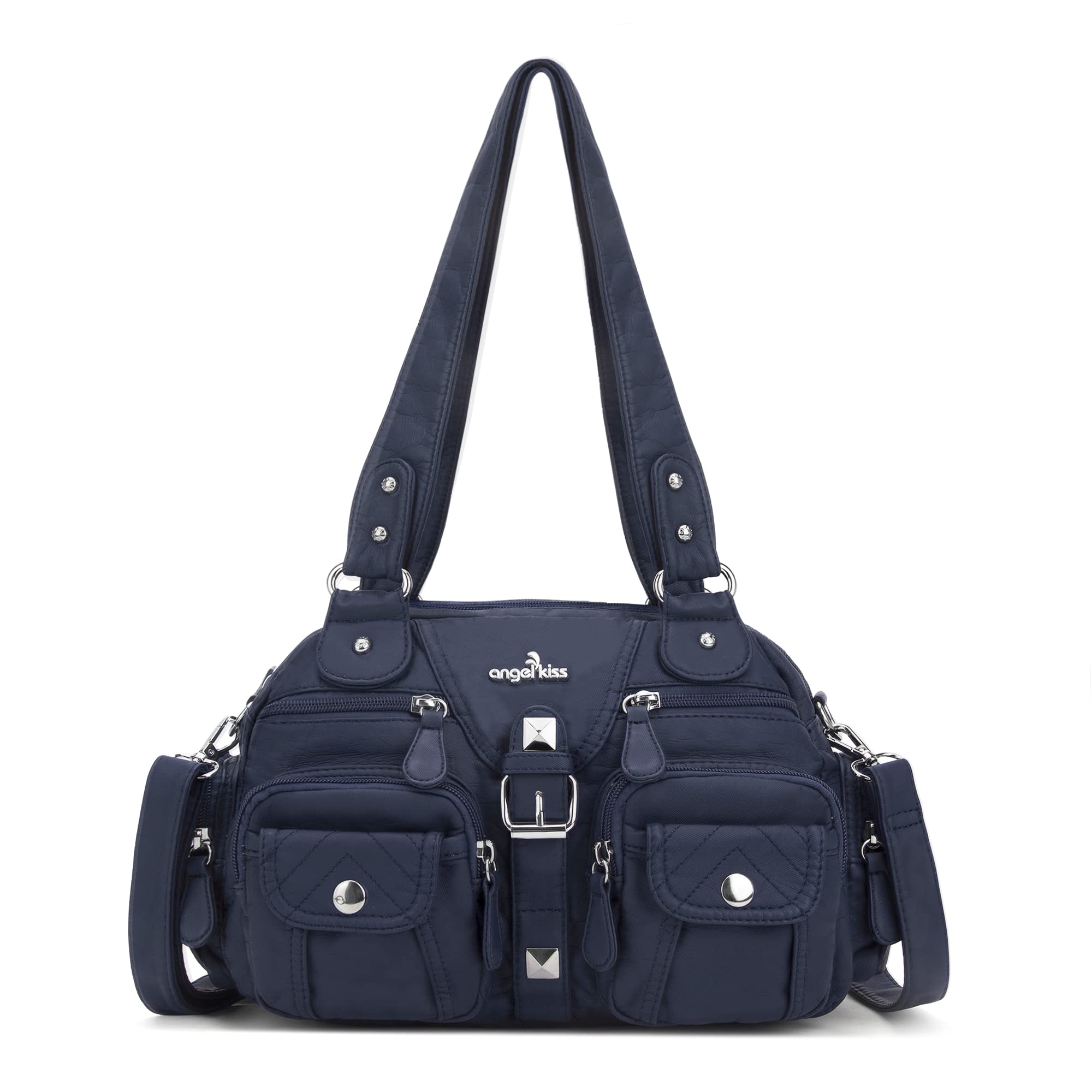 Angel Kiss Women's Hobo Crossbody Shoulder Bag - Multipocket Soft Leather Handbag with Removable Strap | Perfect for Work, Travel & Everyday Use
