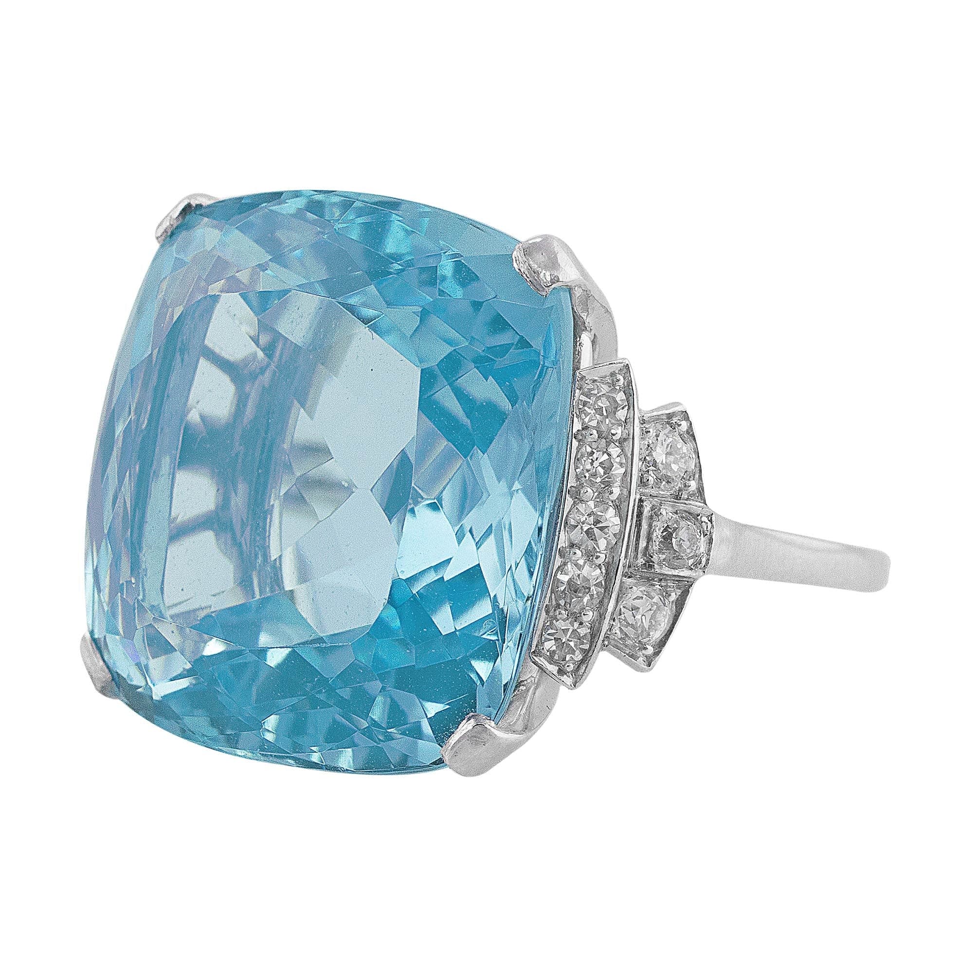 14K White Gold 30.31ct Aquamarine and Diamond Engagement Ring - GIA Certified - Perfect for Wedding, Proposal & Anniversary Gifts
