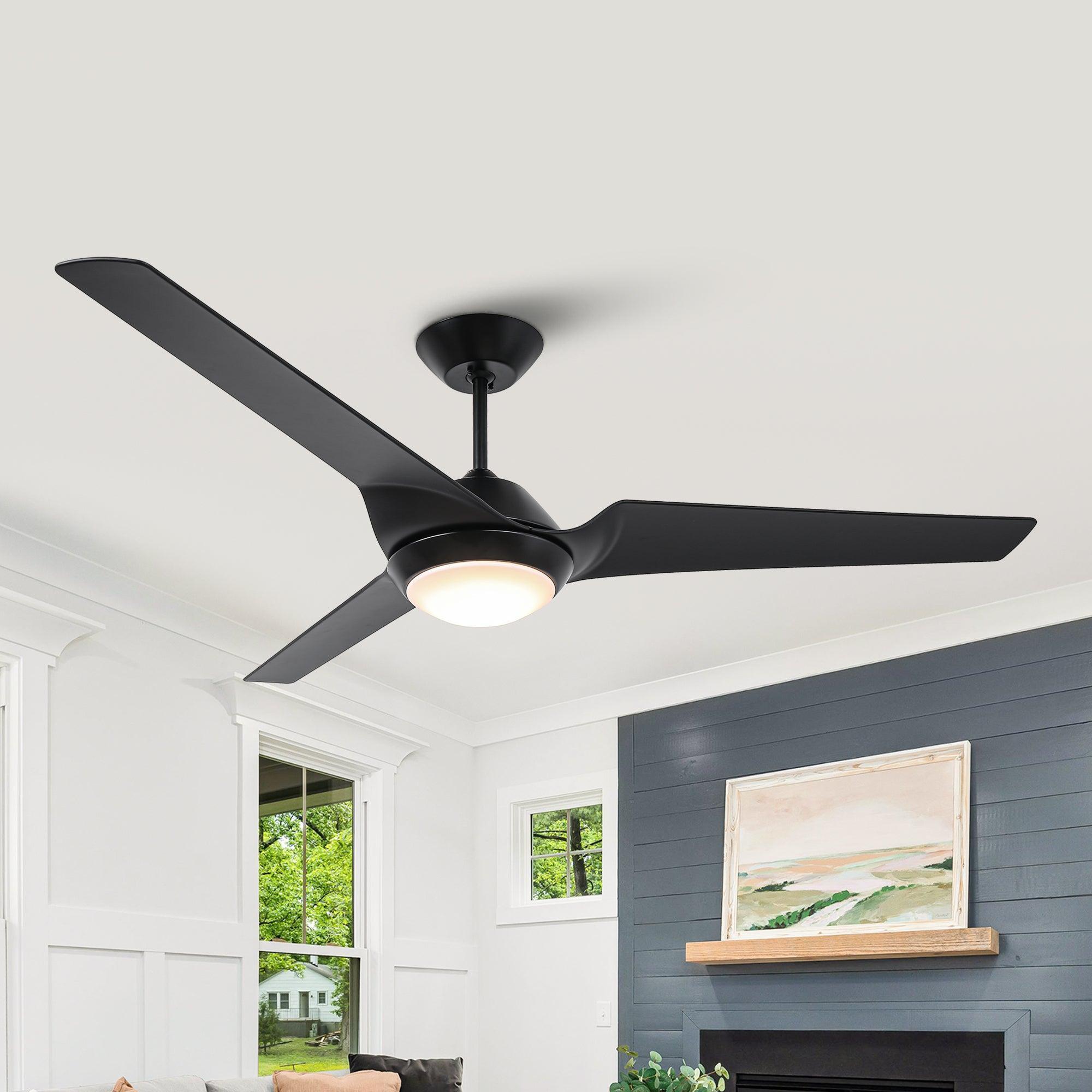 60 DC Motor 3 Blade Wall Mount Ceiling Fan with LED Light - Energy Efficient Quiet Operation for Bedroom, Living Room & Office