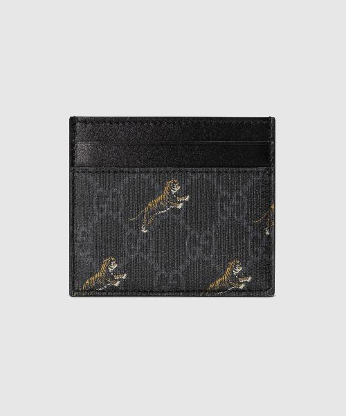 Gucci GG Monogram Tiger Print Card Holder Wallet - Stylish & Compact for Everyday Use, Travel & Gifting