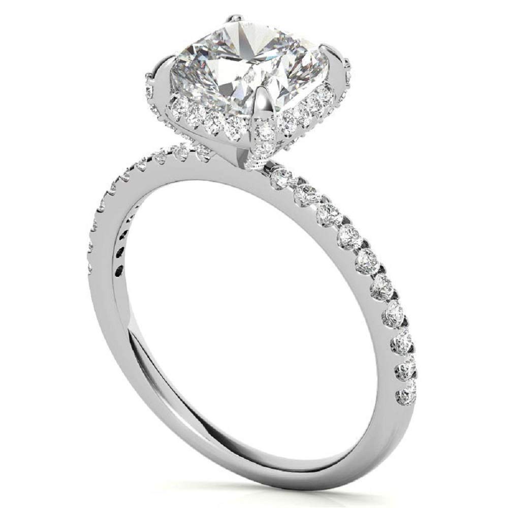 2 CT Cushion Cut Moissanite Engagement Ring - Vintage Style 4-Prong Solitaire Wedding Band in Sterling Silver - Anniversary, Promise Ring Gift for Women (Perfect for Proposals, Weddings & Special Occasions)