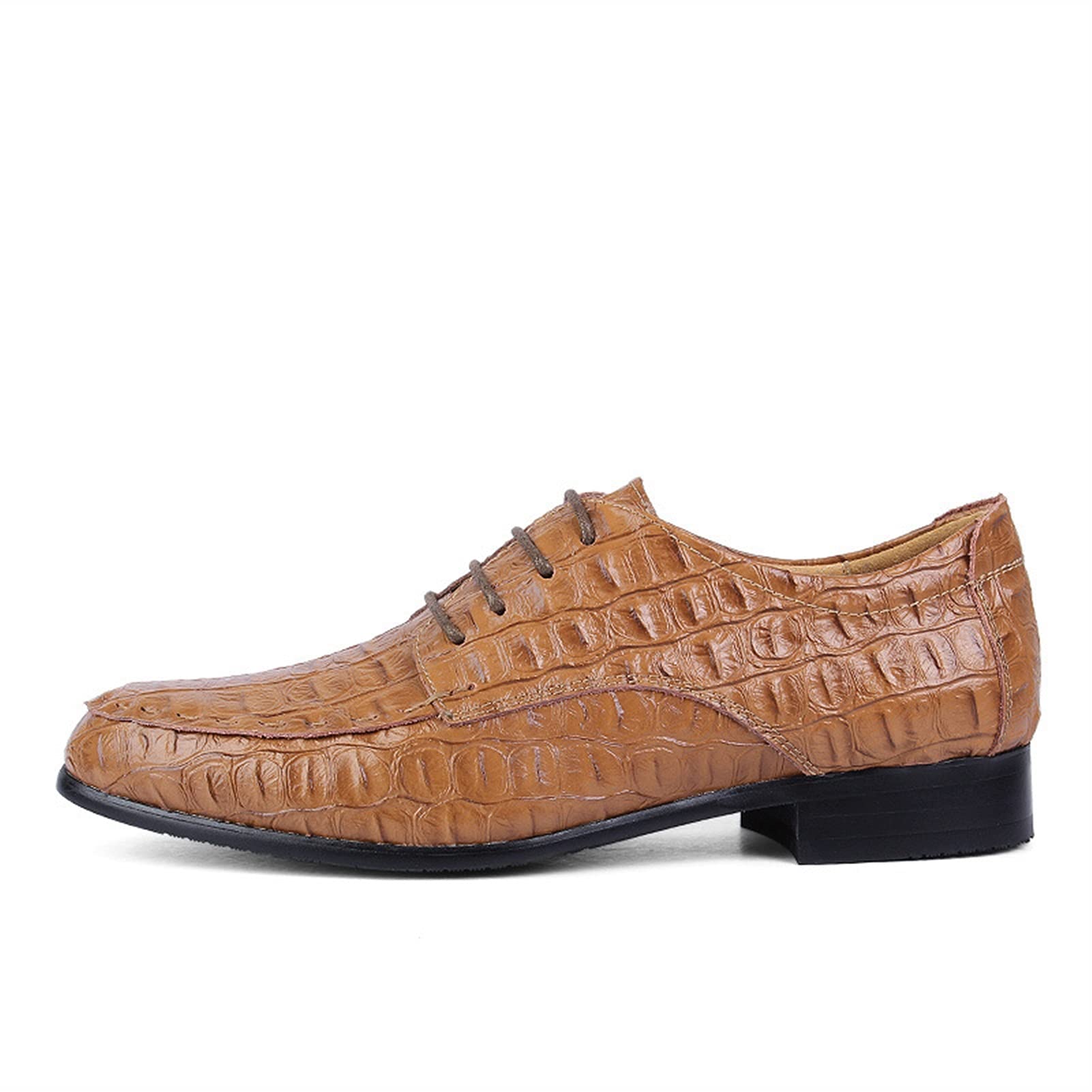 Premium Men's Leather Dress Shoes - Crocodile Embossed Lace-Up Derby Shoes with Non-Slip Rubber Sole for Business & Formal Occasions | Office Wear, Weddings & Special Events