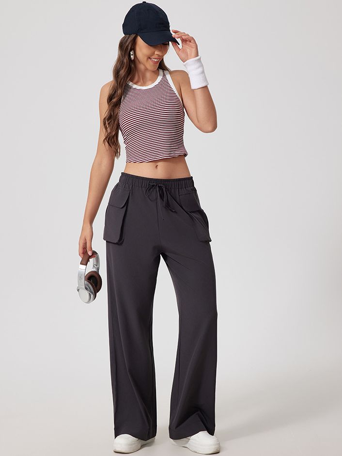 ZASUWA Women's U Neck Contrast Stripe Quick Dry Tank Top - Perfect for Workouts, Yoga, and Summer Casual Wear
