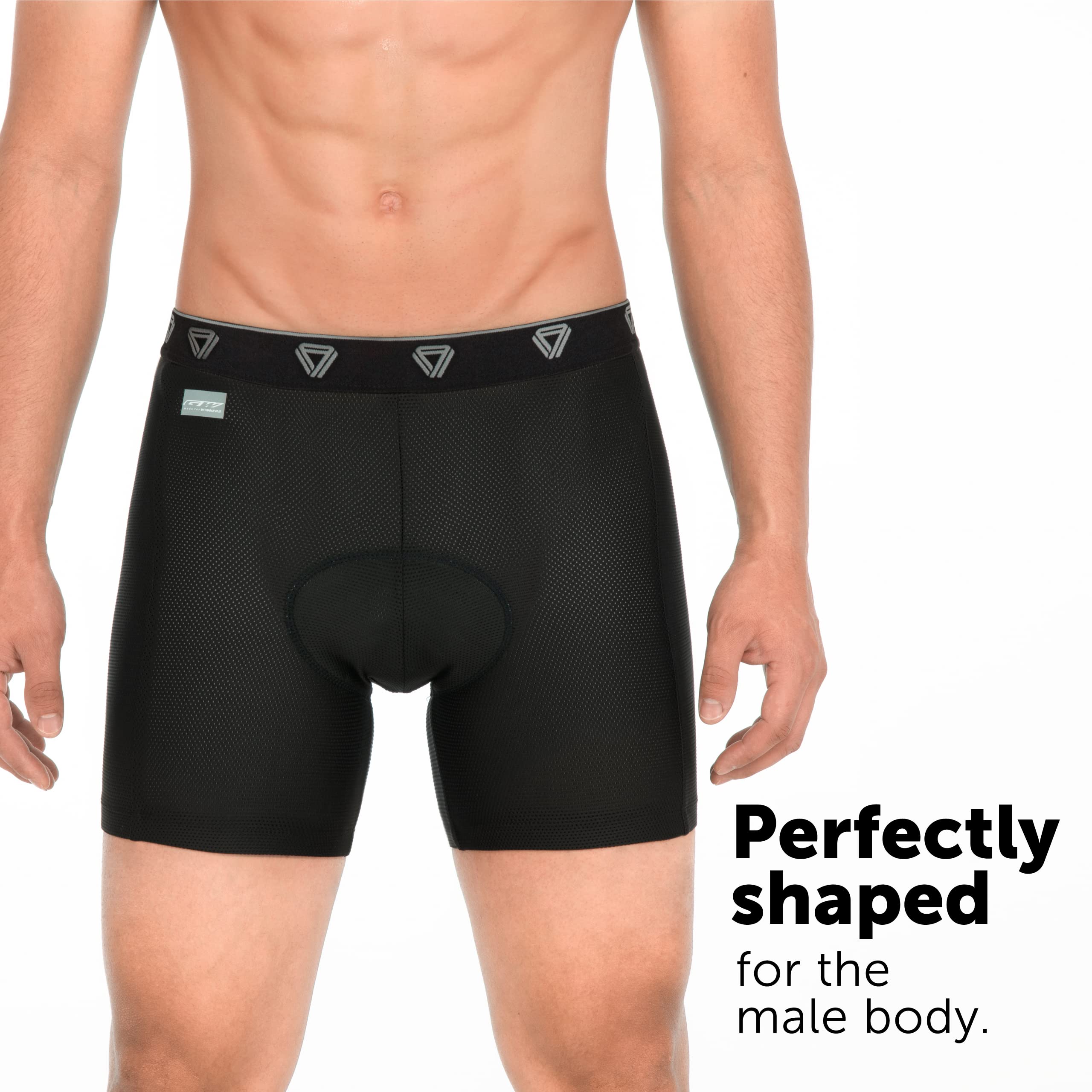 GW Bicycles Men's Padded Cycling Underwear Shorts - Anti-Slip Leg Grips, Slim Fit Biking Shorts for Comfort & Performance | Perfect for Road Cycling, Mountain Biking & Indoor Training
