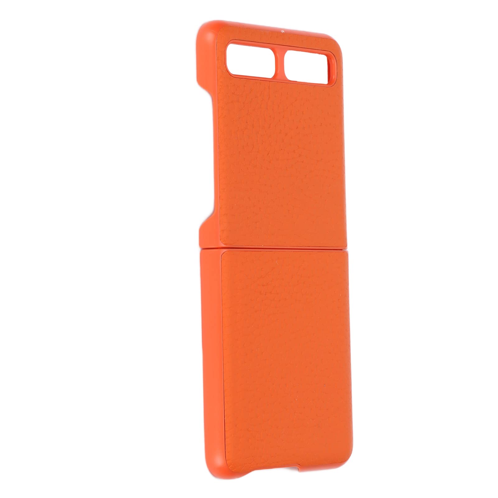 Premium Leather Phone Case for Samsung Z Flip - Durable, Scratch-Resistant, Dustproof & Shockproof Cover (Orange Lychee Pattern) - Stylish Protection for Everyday Use & Travel