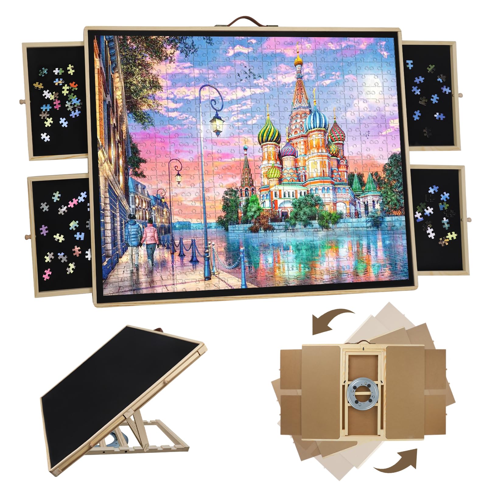 1500 Piece Rotating Puzzle Board with Drawers & Cover - 27