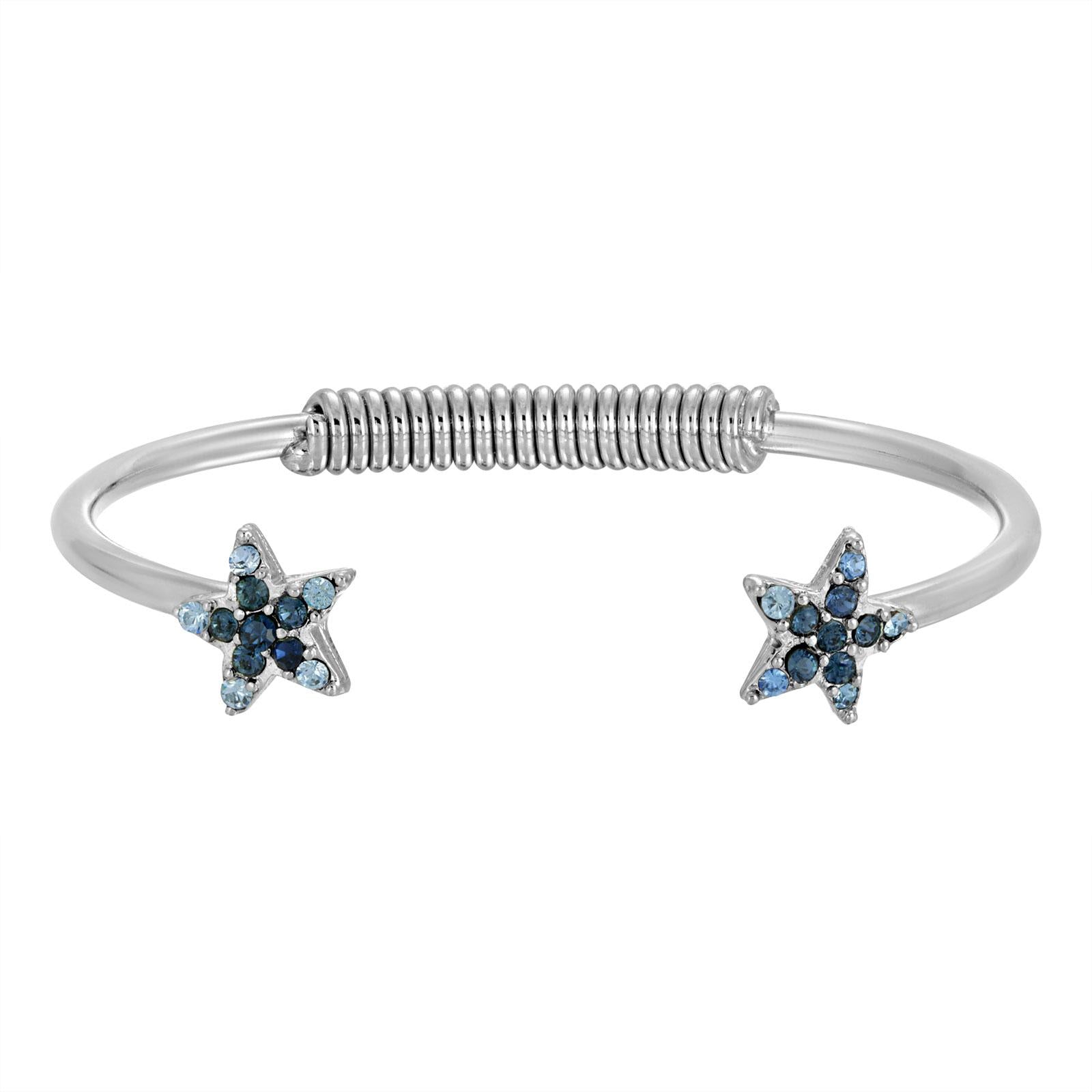 1928 Jewelry Austrian Crystal Star Spring Cuff Bracelet - Elegant Fashion Bracelet for Women, Perfect for Parties, Weddings & Special Occasions
