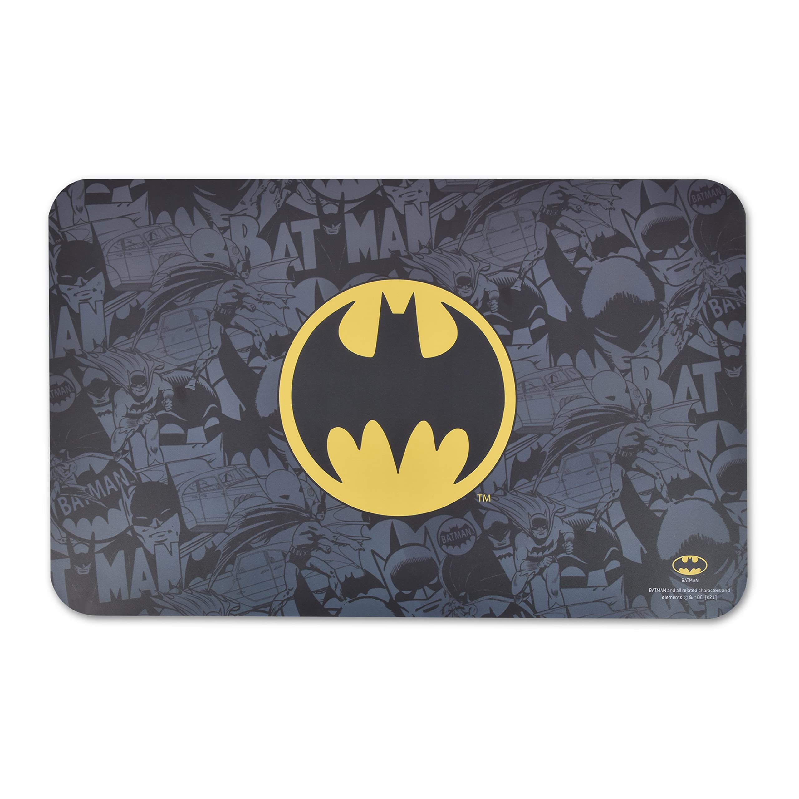 DC Comics Superhero Non-Slip Silicone Pet Feeding Mat - Waterproof Dog & Cat Food Placemat for Bowls | Perfect for Messy Eaters, Kitchen Floor Protection, Superhero-Themed Pet Accessories